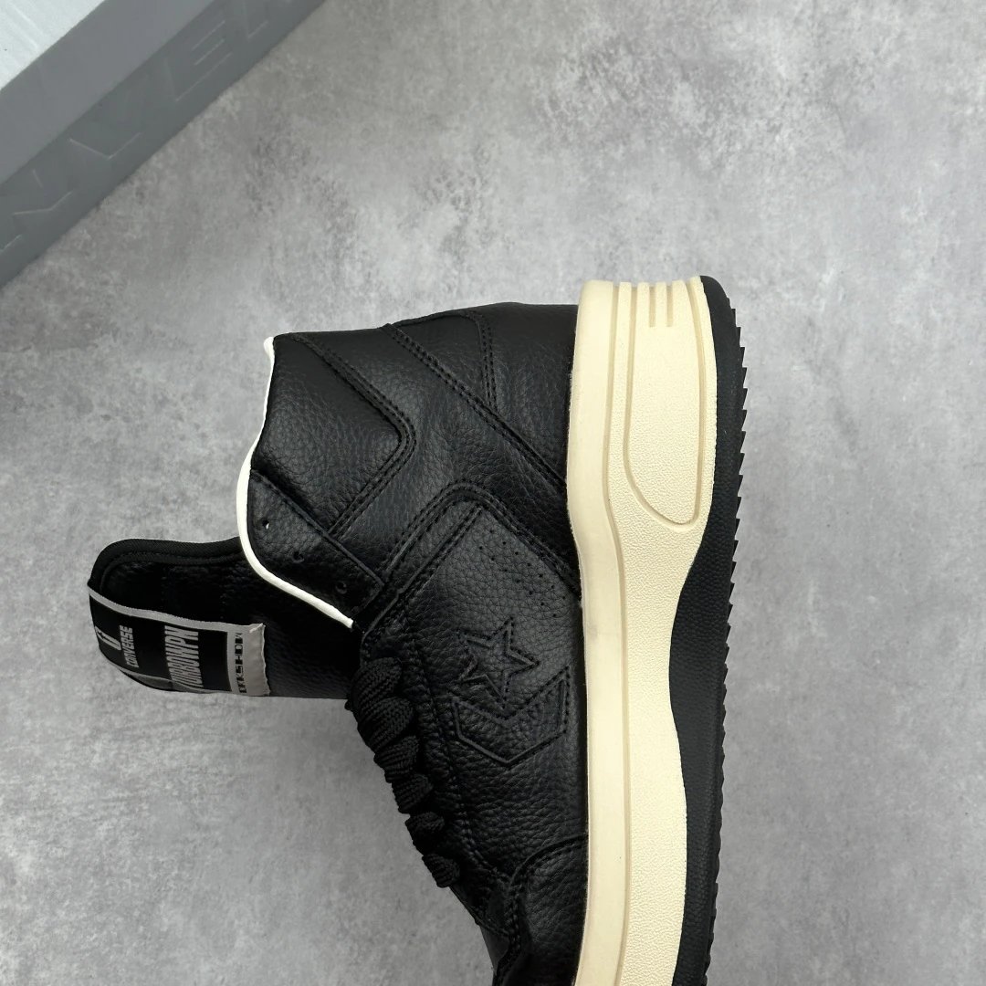 Vintage Leather High Top Sneakers Ebony Black - Gallery Image 7 - Detailed View