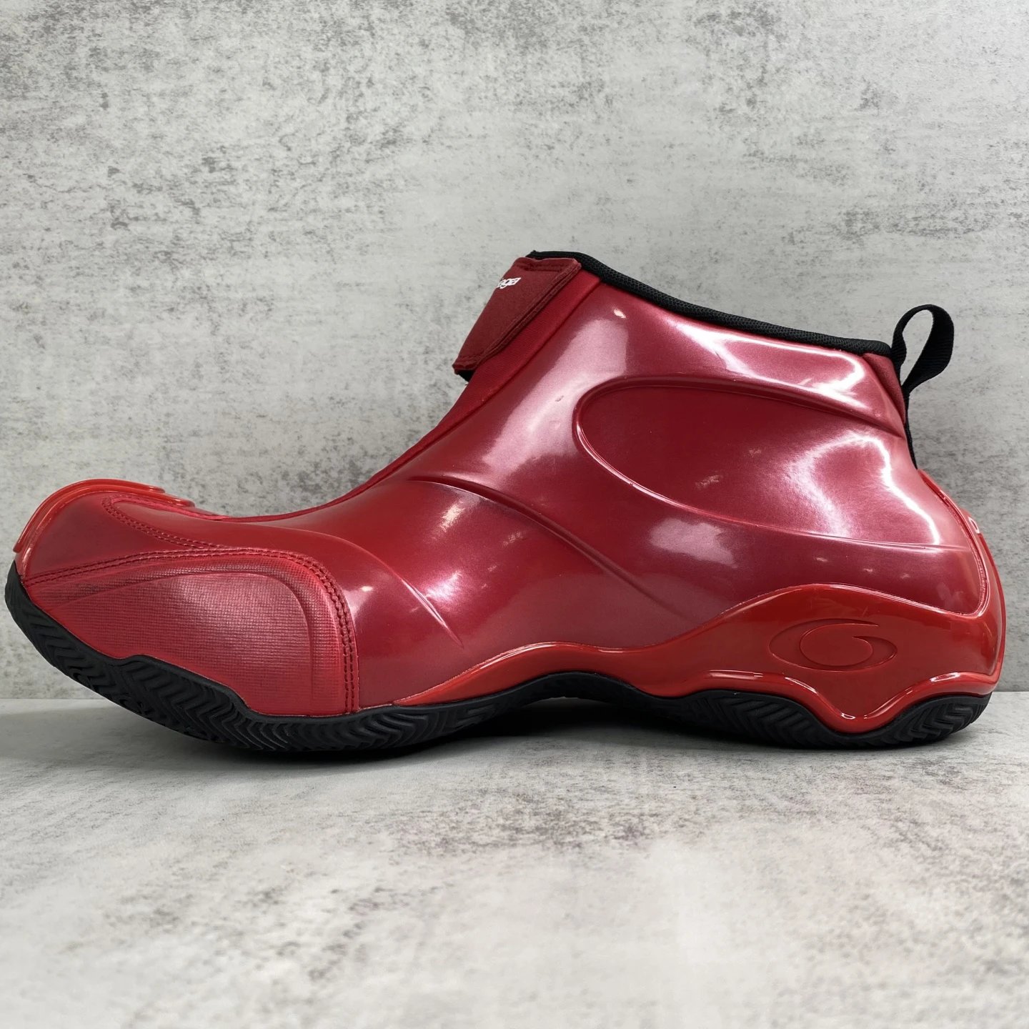 Retro Basketball Zip Sneakers Glossy Crimson Red - Gallery Image 7 - Detailed View