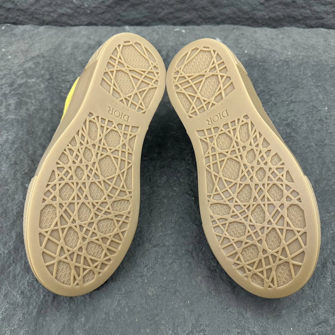 Yellow Oblique Print Cotton Sneakers - Gallery Image 6 - Detailed View