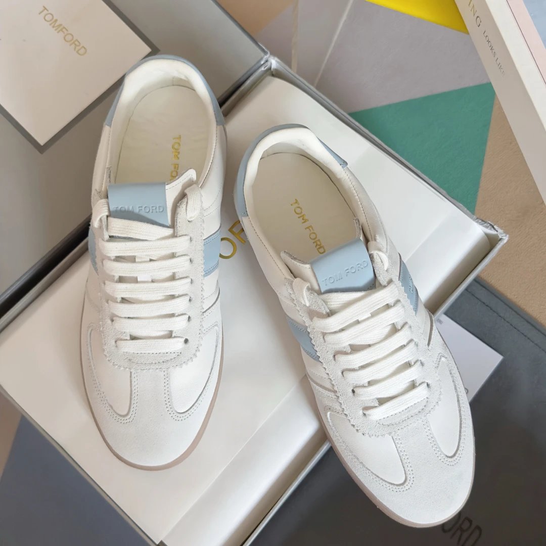 Suede Leather Trainer Sneakers Ice Blue - Gallery Image 2 - Detailed View