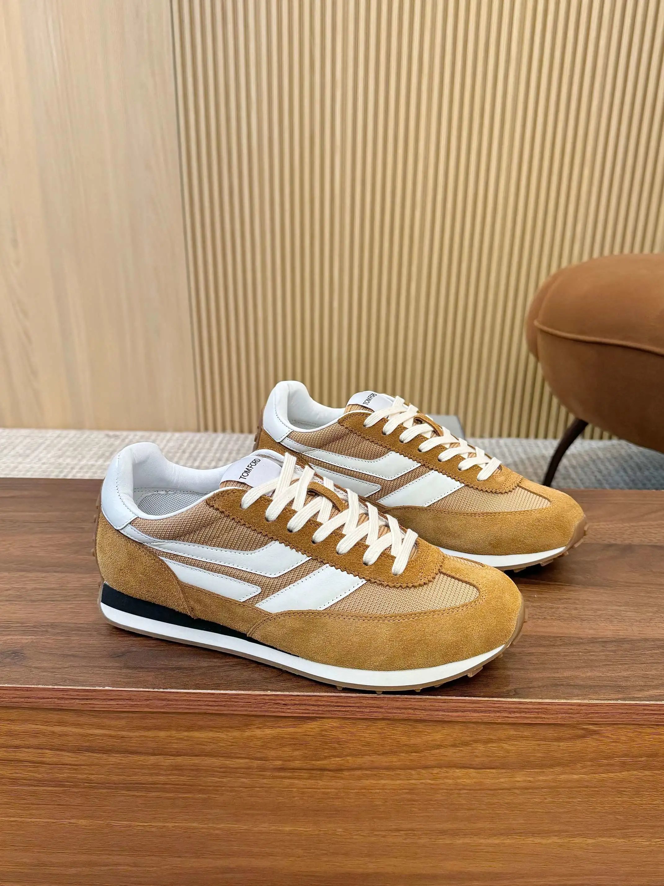 Retro Suede Mesh Sneakers Ochre - Gallery Image 2 - Detailed View