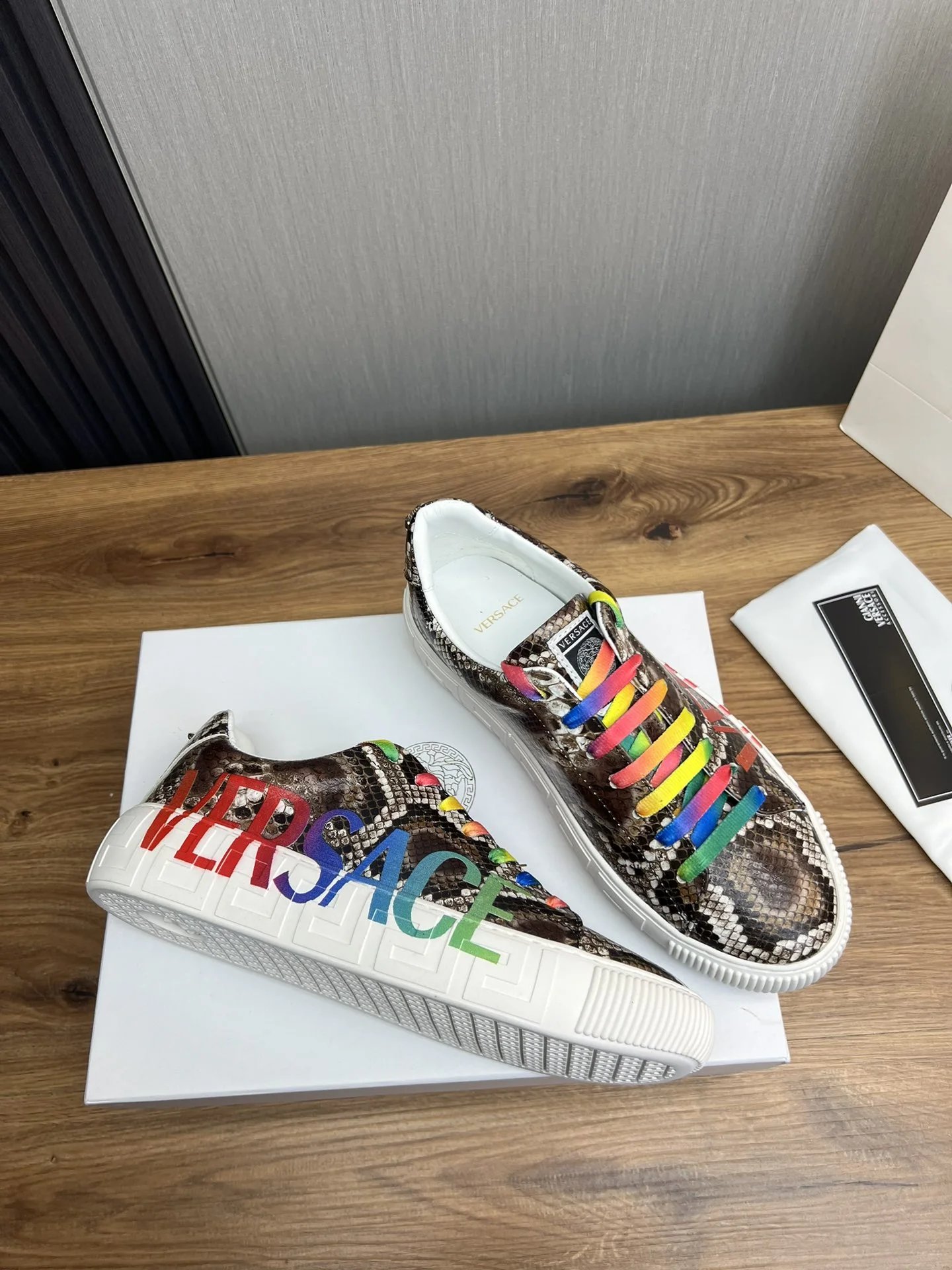 Luxury Python Leather Sneakers Rainbow - Gallery Image 6 - Detailed View