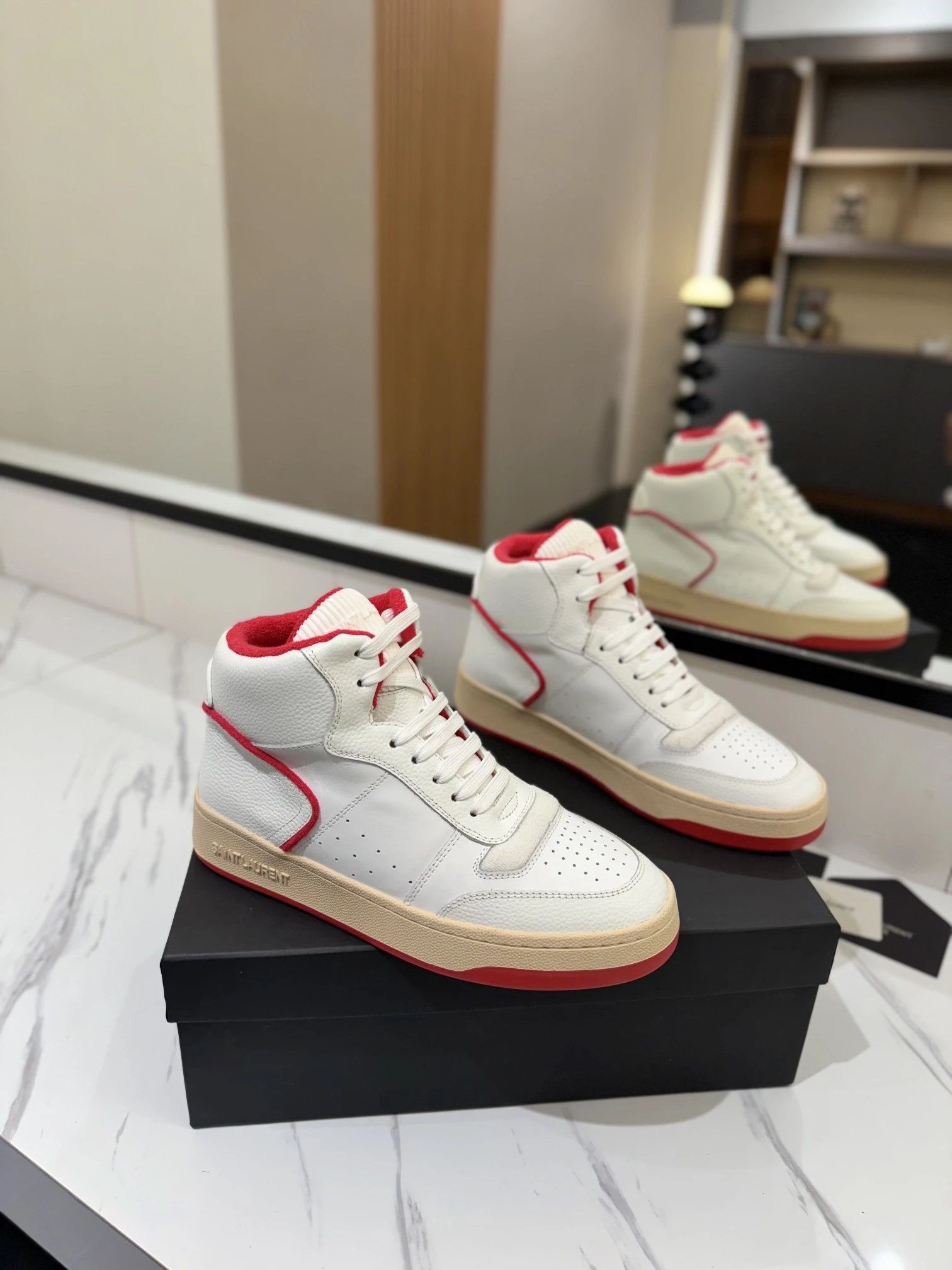 Saint Laurent SL61 Sneakers White Red - Gallery Image 1 - Detailed View