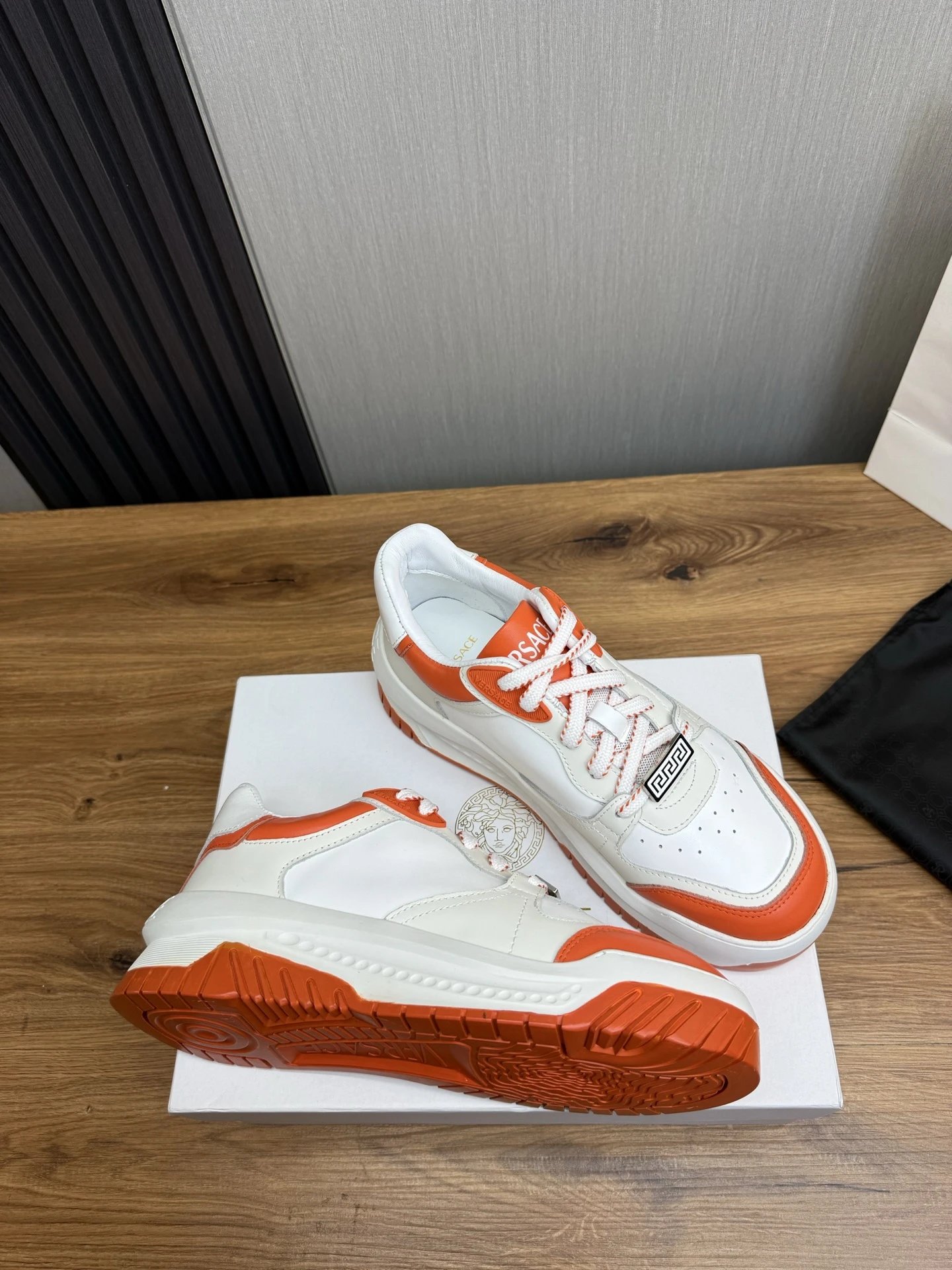 Luxury Leather Sneakers Burnt Orange - Gallery Image 6 - Detailed View