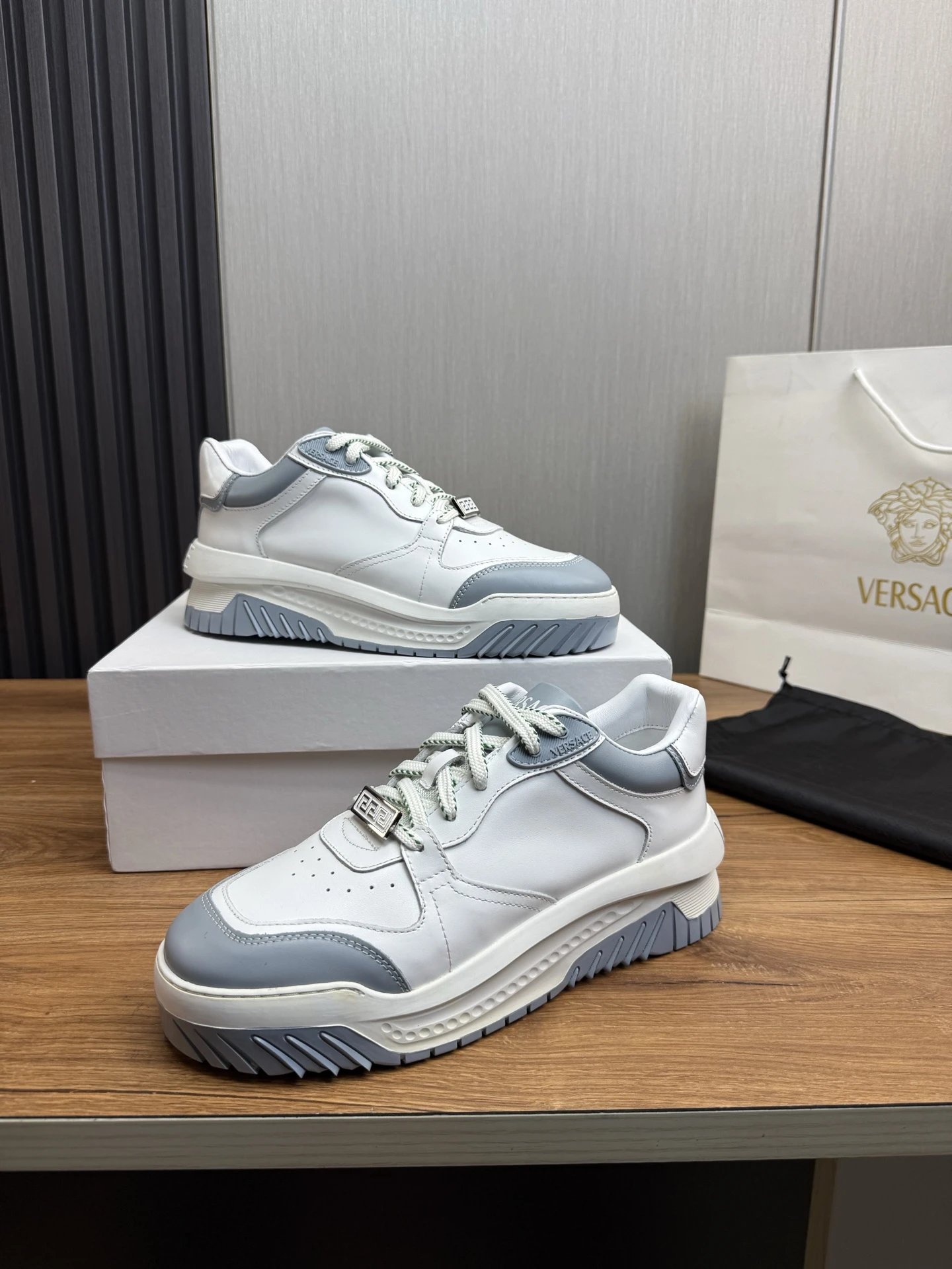 Luxury Leather Sneakers Dove Grey - Gallery Image 4 - Detailed View