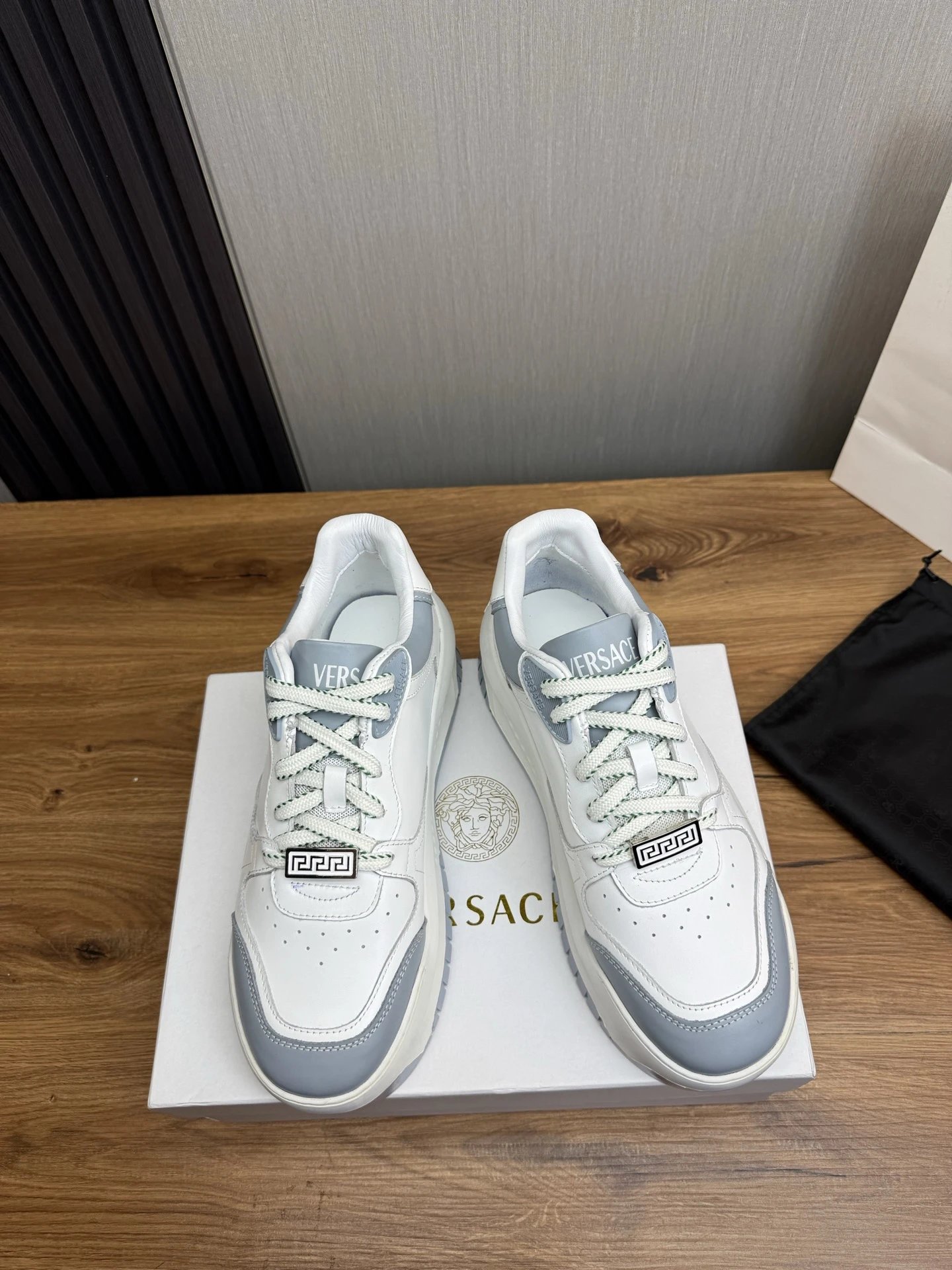 Luxury Leather Sneakers Dove Grey - Gallery Image 2 - Detailed View