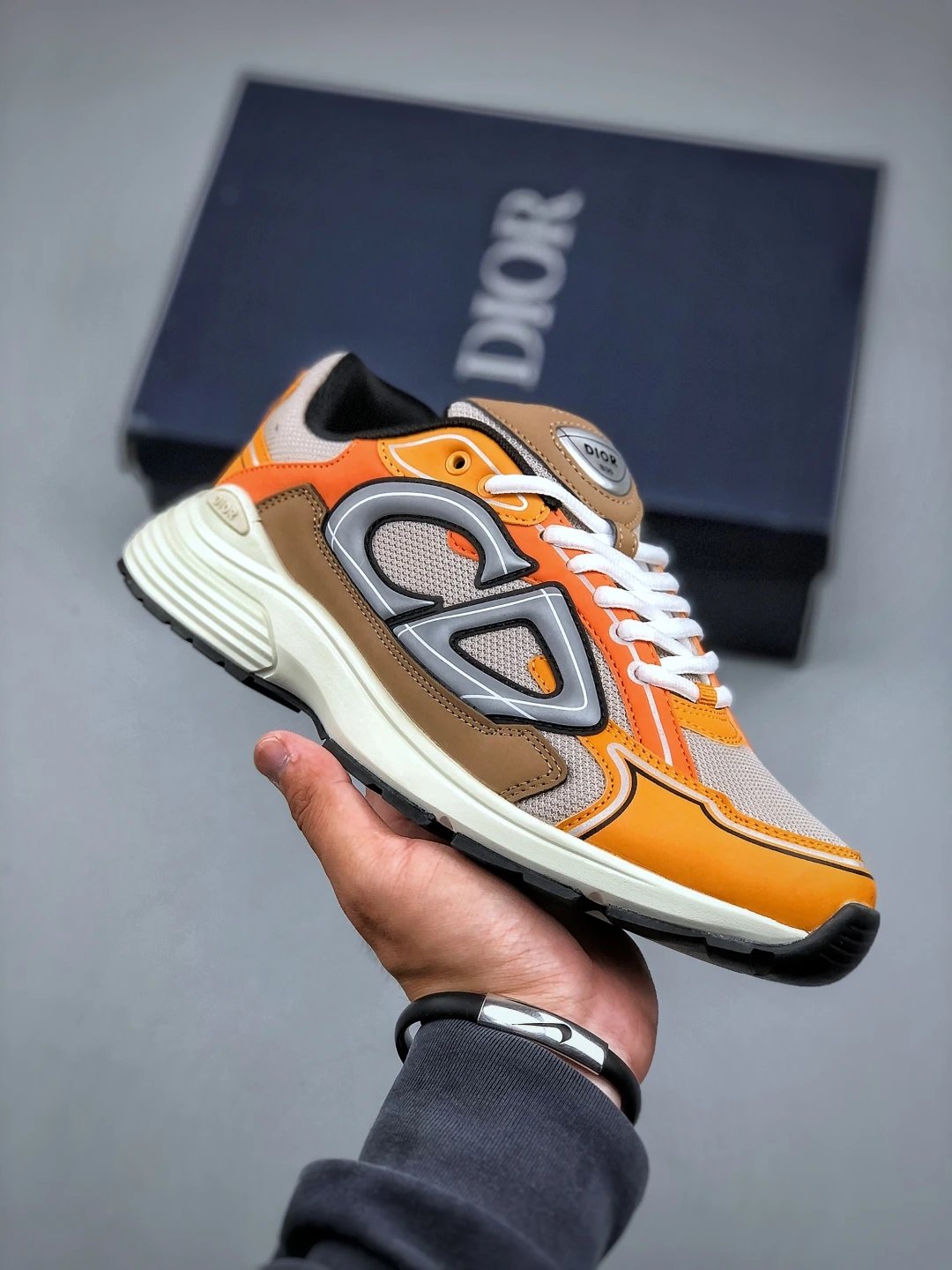 Dad Sneakers Mesh Brown-Orange - Gallery Image 1 - Detailed View