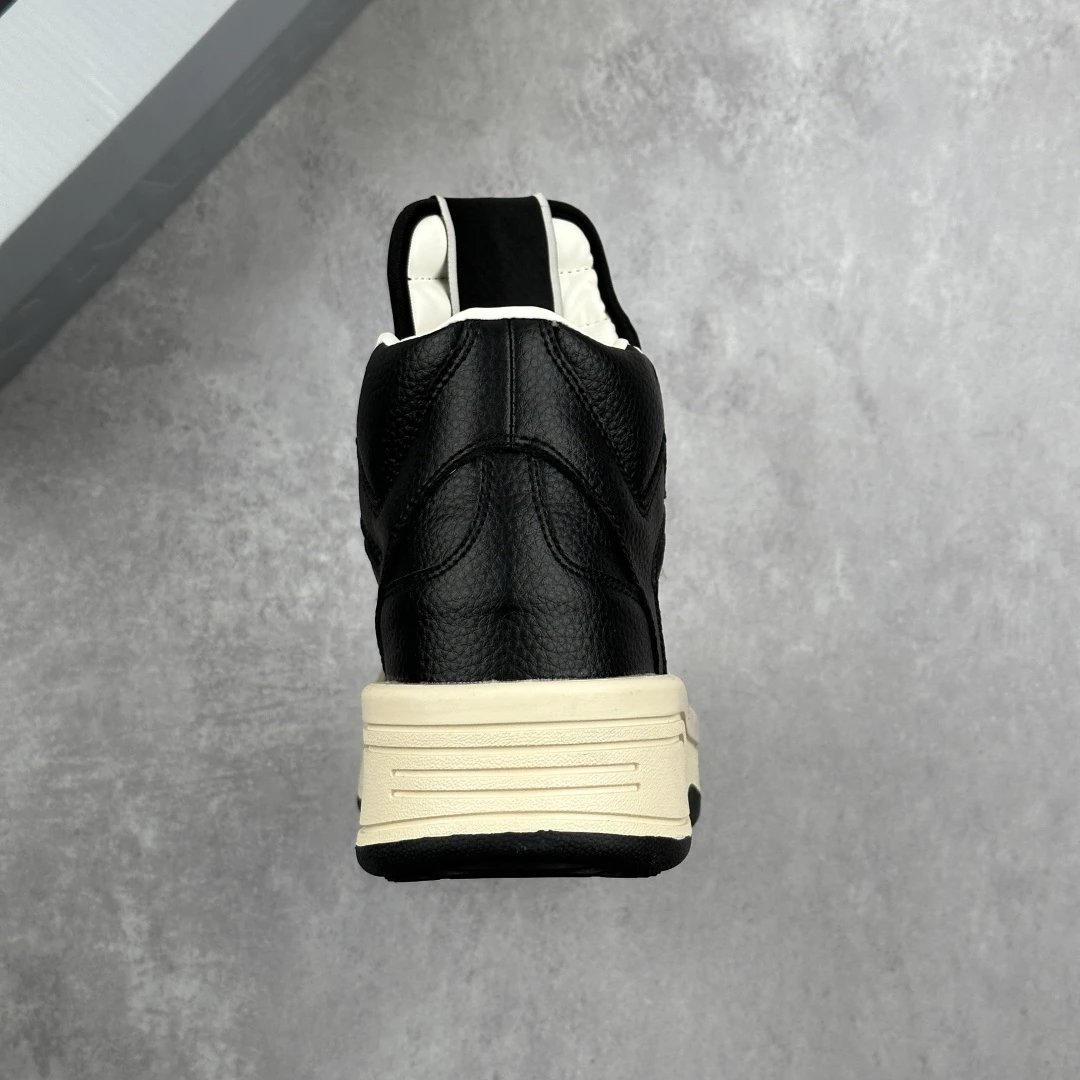 Vintage Leather High Top Sneakers Ebony Black - Gallery Image 8 - Detailed View