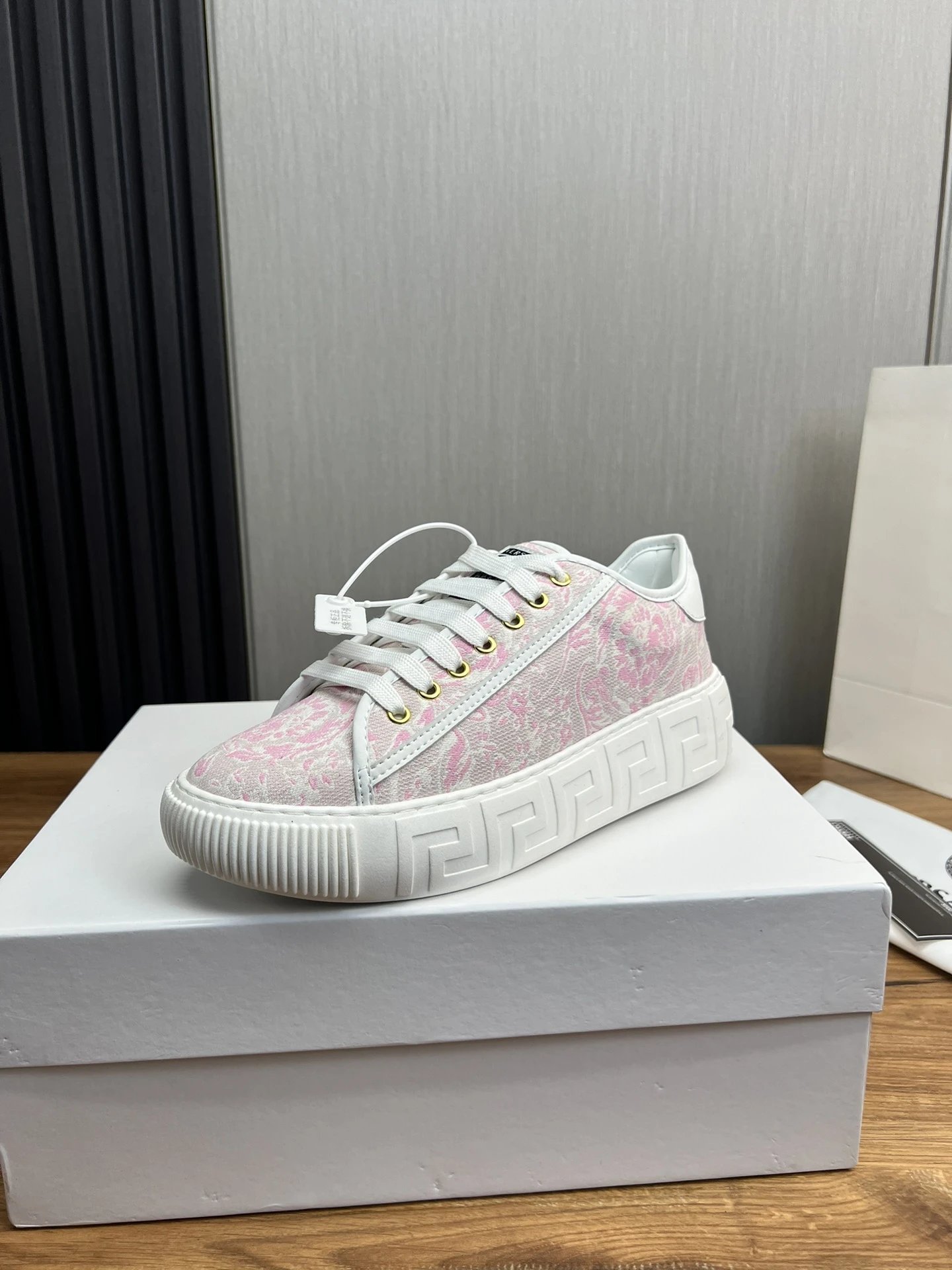 Luxury Leather Couple Sneakers Blush Pink - Gallery Image 1 - Detailed View