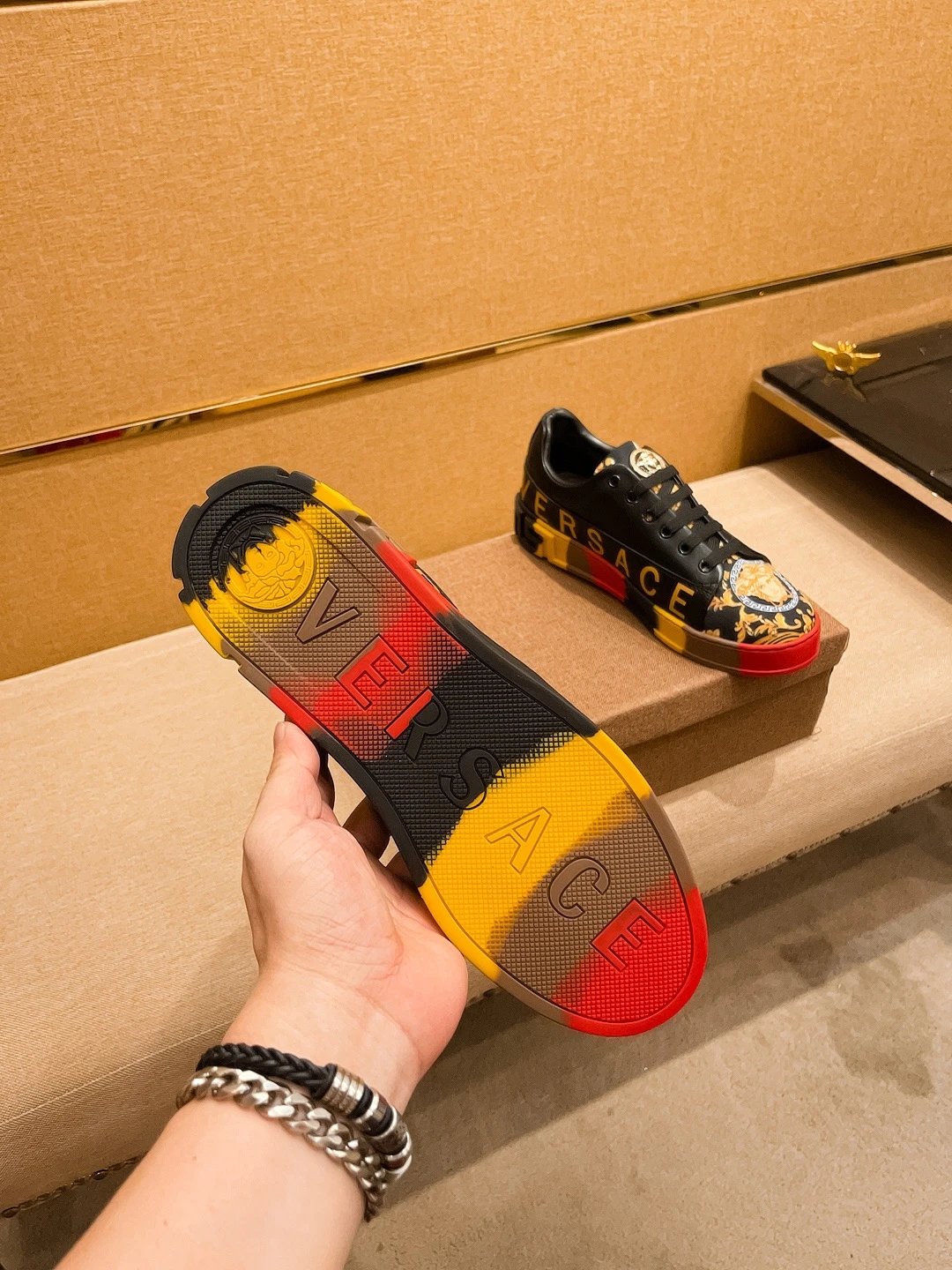 Baroque Leather Sneakers Multi-Tone - Gallery Image 8 - Detailed View