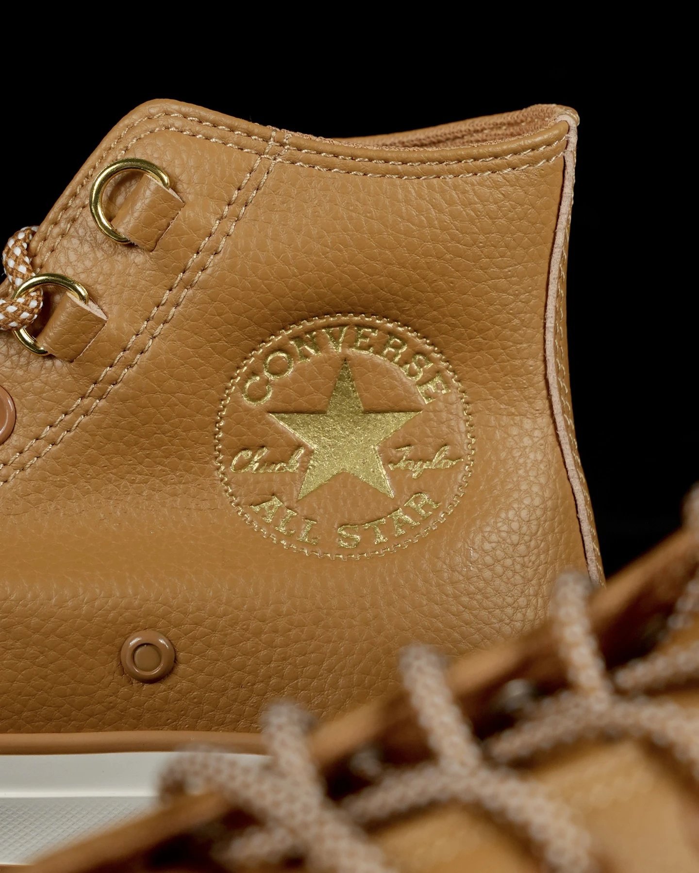 Platform Leather High Top Sneakers Caramel Brown - Gallery Image 4 - Detailed View