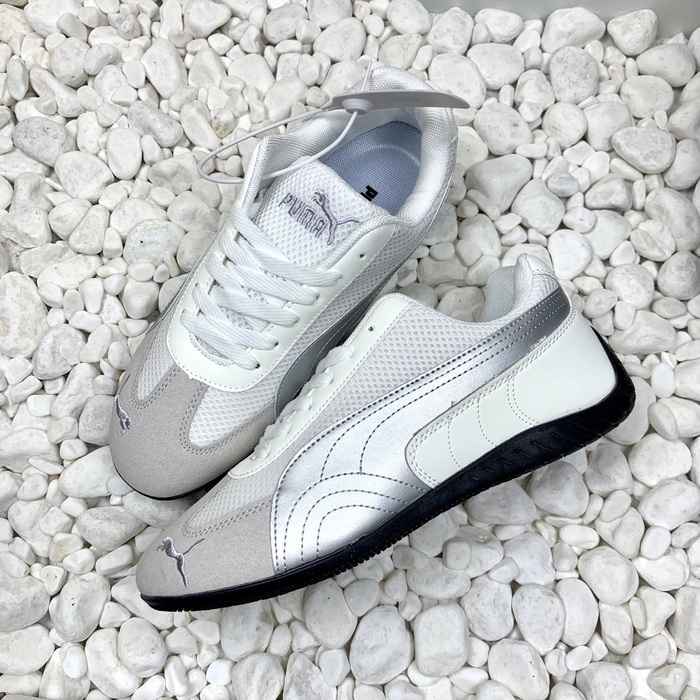 Puma Mesh Sneakers White Grey - Gallery Image 7 - Detailed View