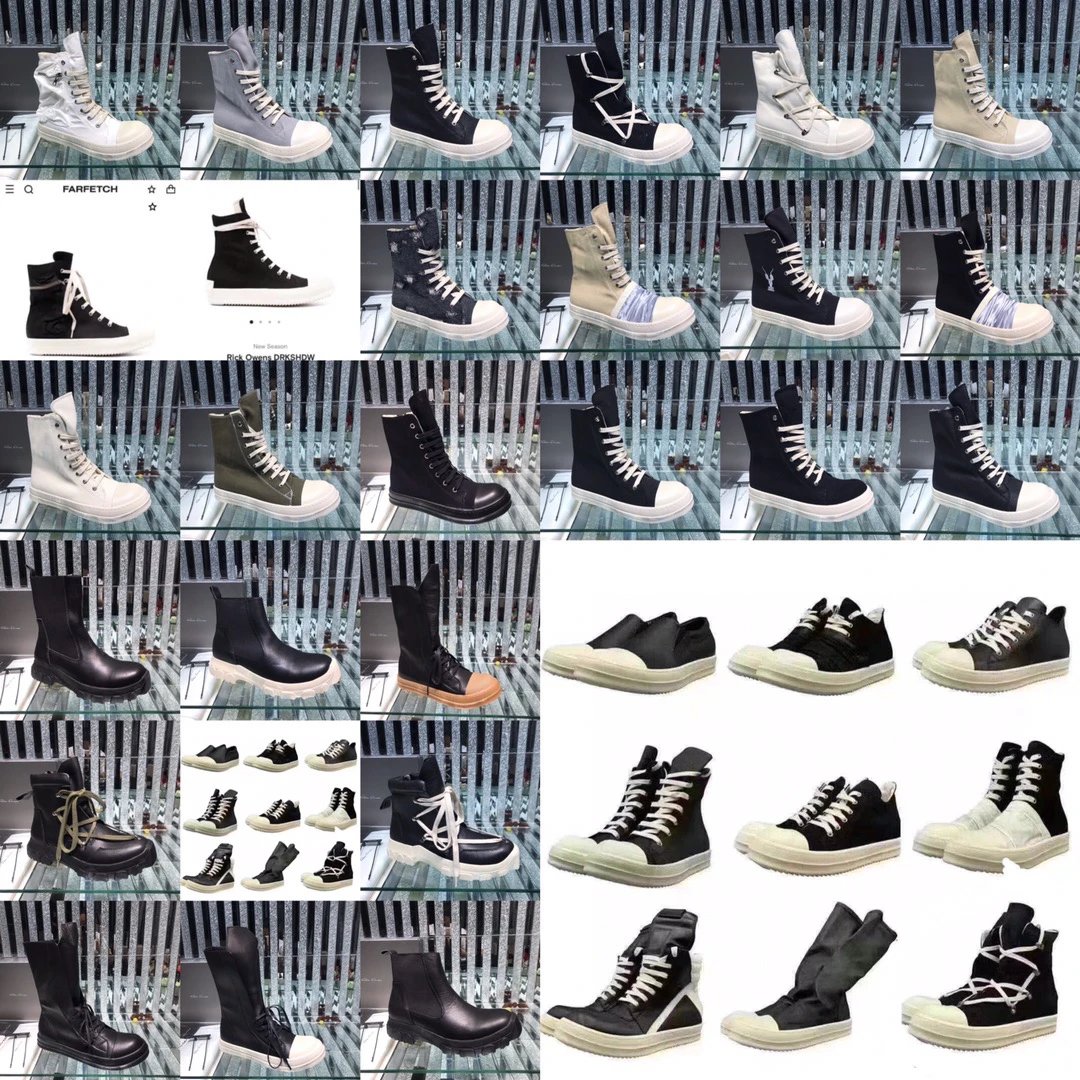 Rick Owens Denim High-Tops Sneakers Black - Gallery Image 9 - Detailed View