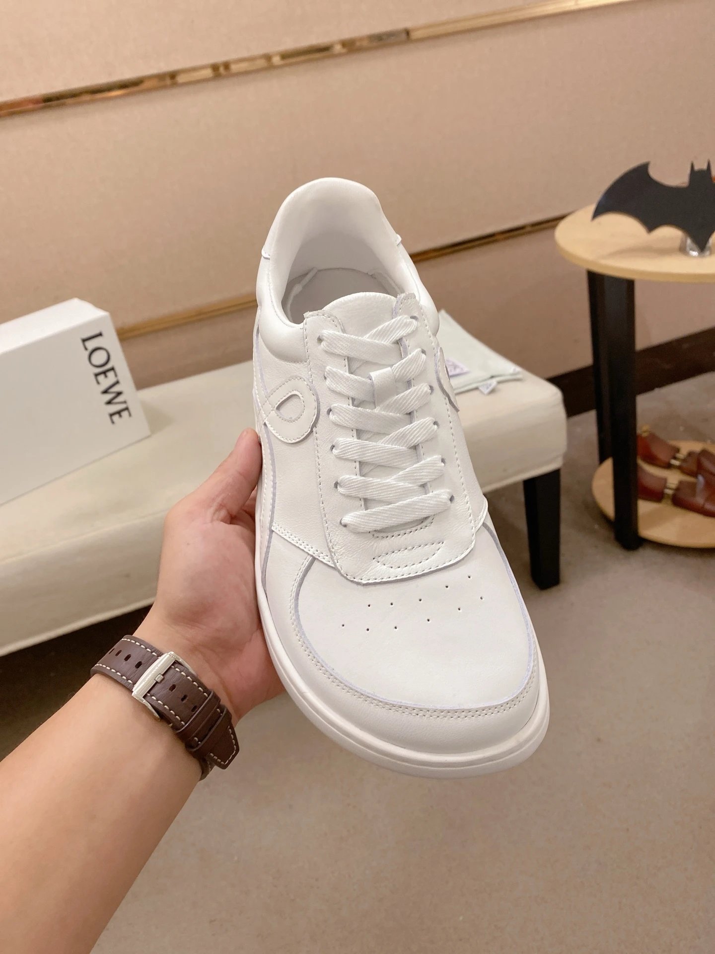 Loewe Leather Sneakers White - Gallery Image 2 - Detailed View