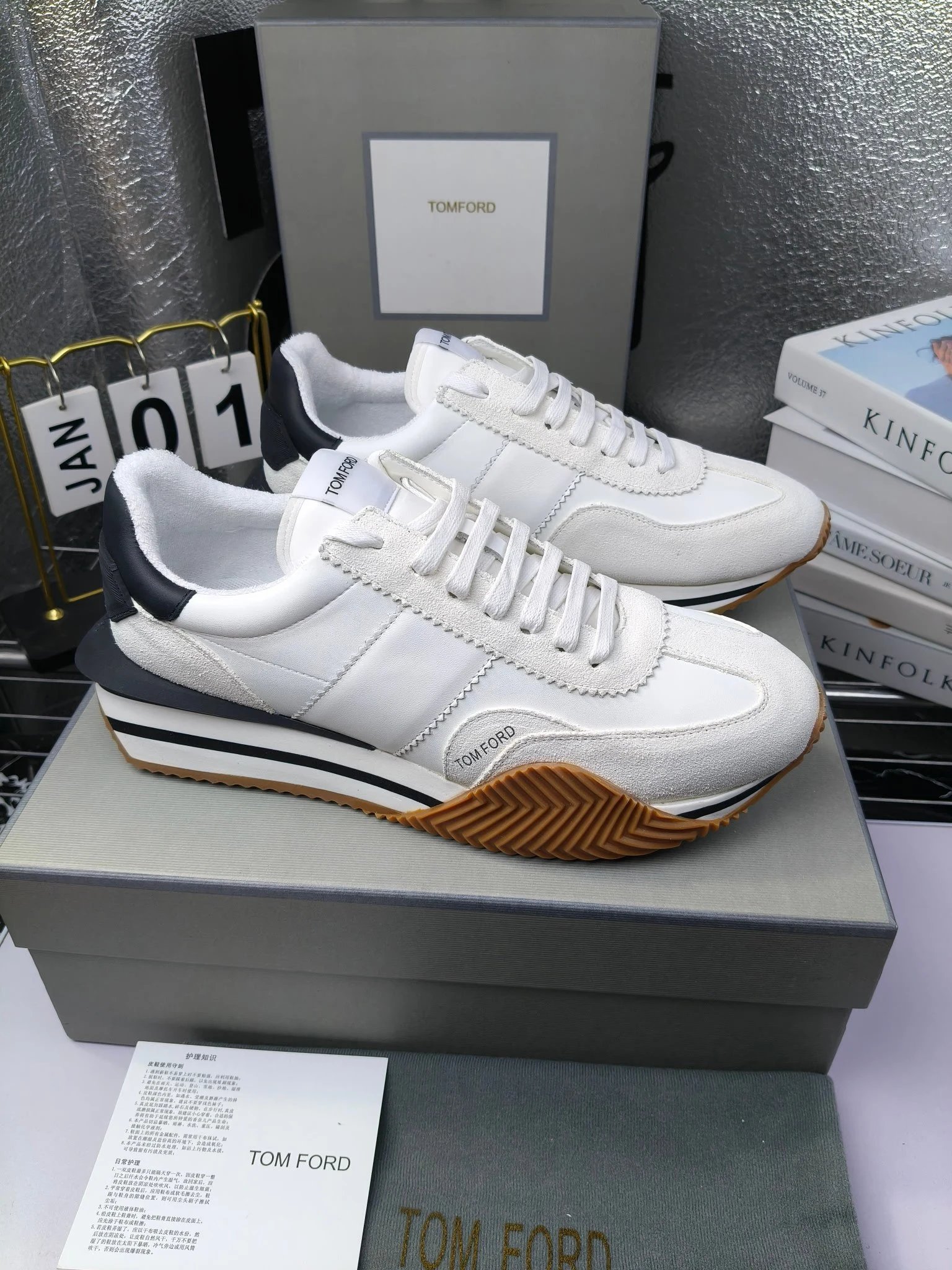 Vintage Leather Platform Sneakers Ivory - Gallery Image 2 - Detailed View
