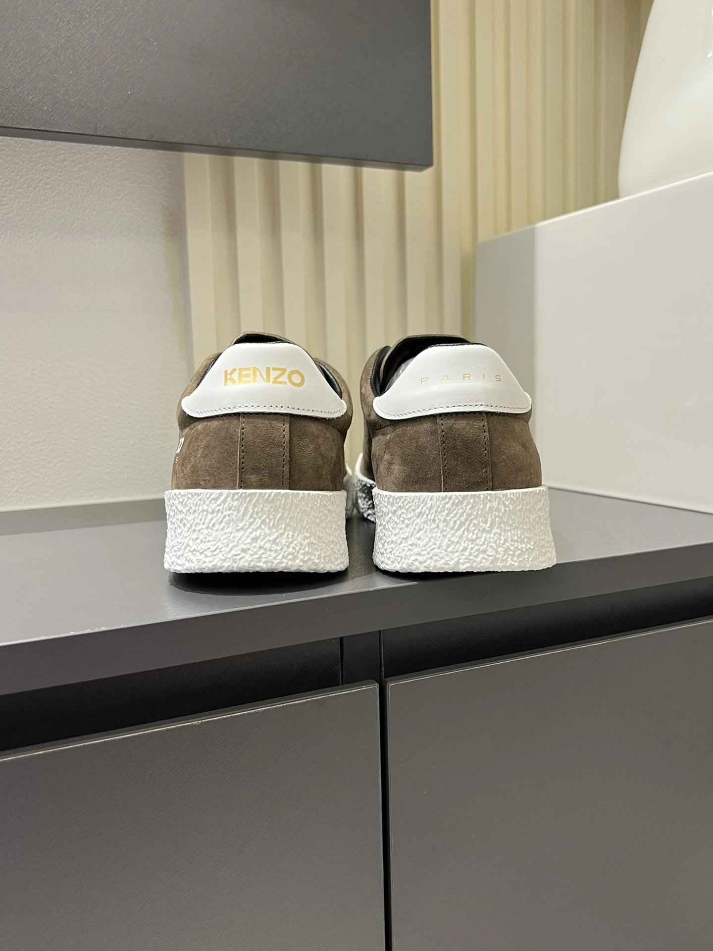 Kenzo Suede Brown Sneakers White Accent - Gallery Image 9 - Detailed View