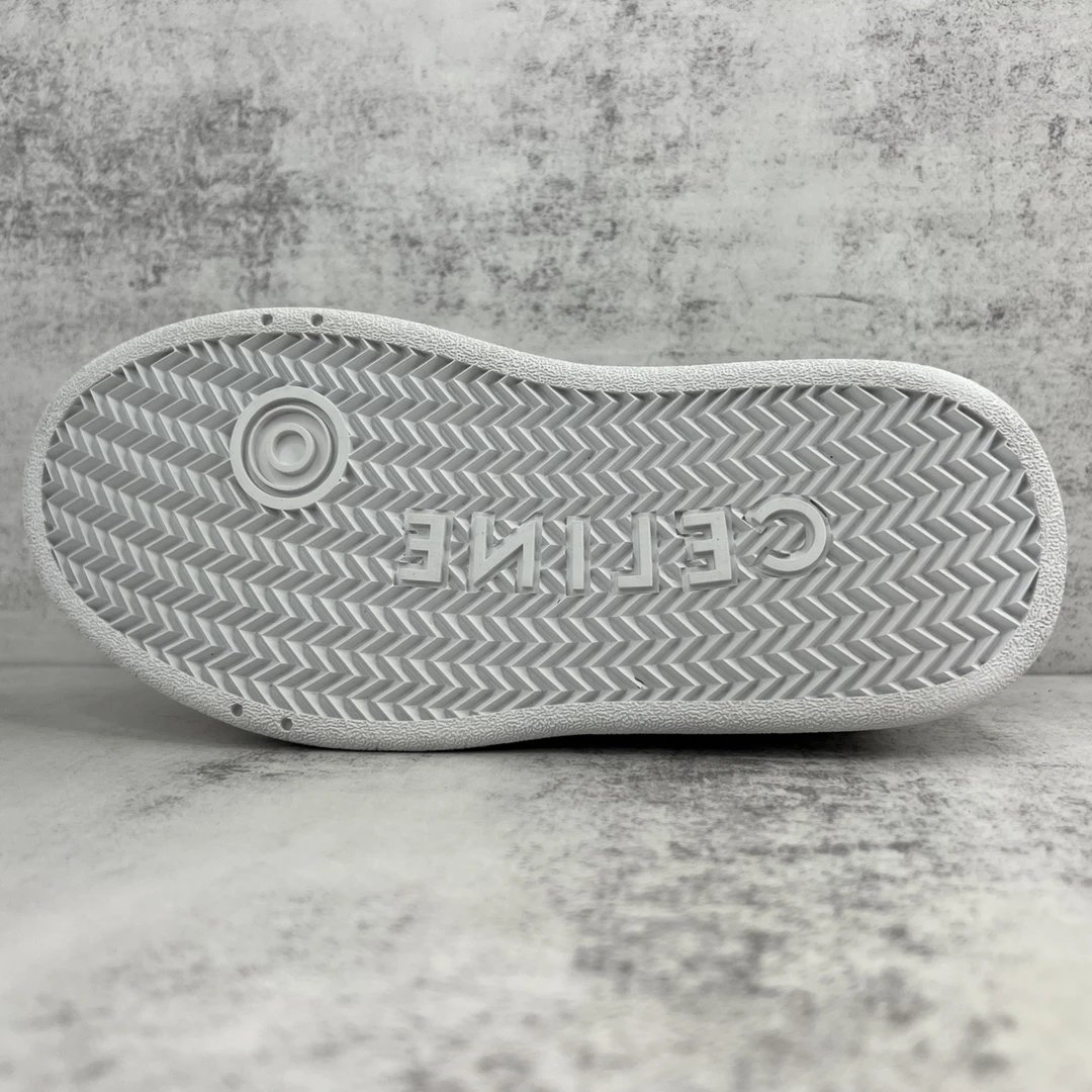 Platform Leather Sneakers with Triomphe Detail in Emerald - Gallery Image 8 - Detailed View