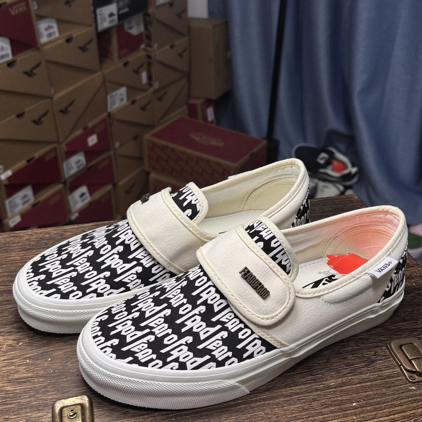 Slip On Suede Skate Shoes Ivory Black - Gallery Image 4 - Detailed View