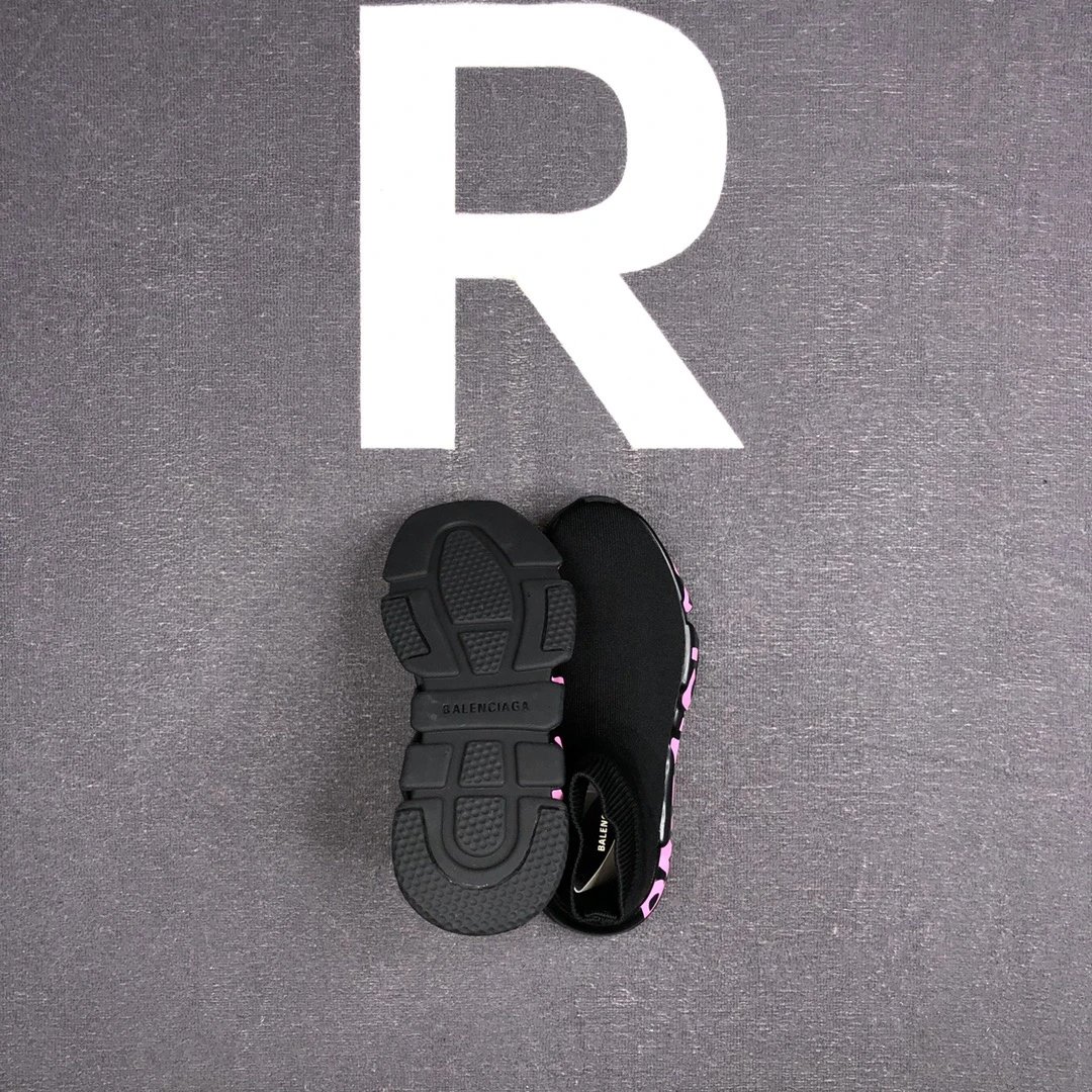 Unisex Knit Sock Sneakers Speed TPU Sole Ebony Black with Rose Pink - Gallery Image 8 - Detailed View