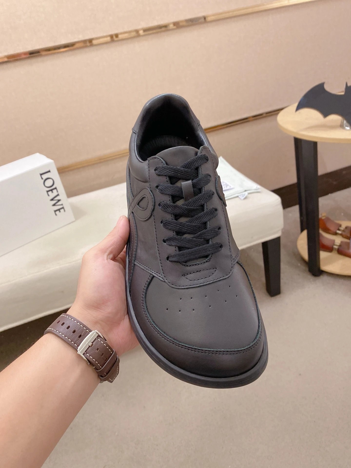 Loewe Leather Sneakers Black - Gallery Image 2 - Detailed View
