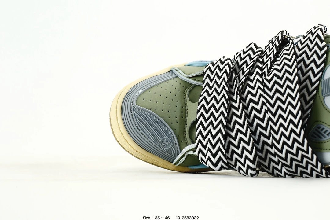 Lanvin Curb Leather Sneakers Green Blue - Gallery Image 5 - Detailed View