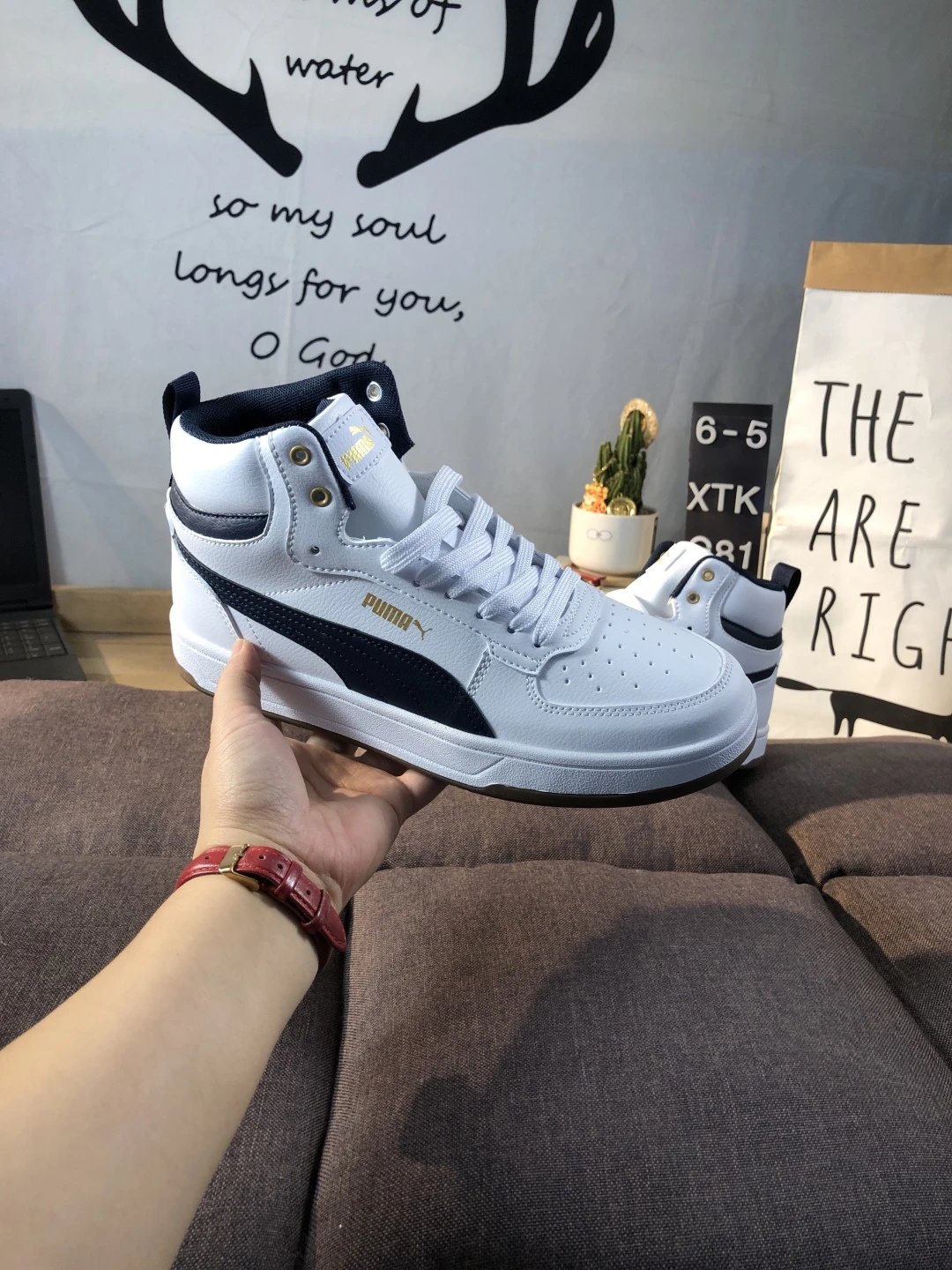 Puma Rah Sampson High-Top Sneakers White Black - Gallery Image 7 - Detailed View