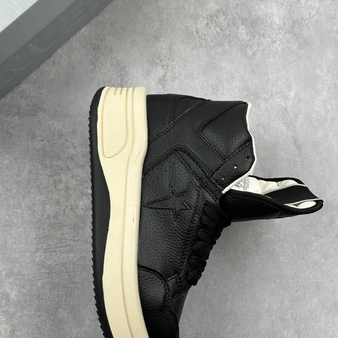 Vintage Leather High Top Sneakers Ebony Black - Gallery Image 6 - Detailed View