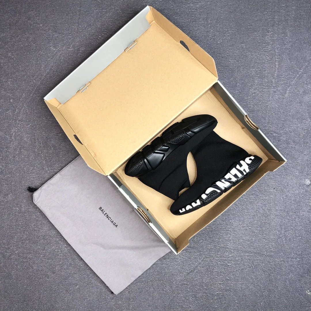 Unisex Knit Sock Sneakers with Chunky Sole Jet Black - Gallery Image 2 - Detailed View