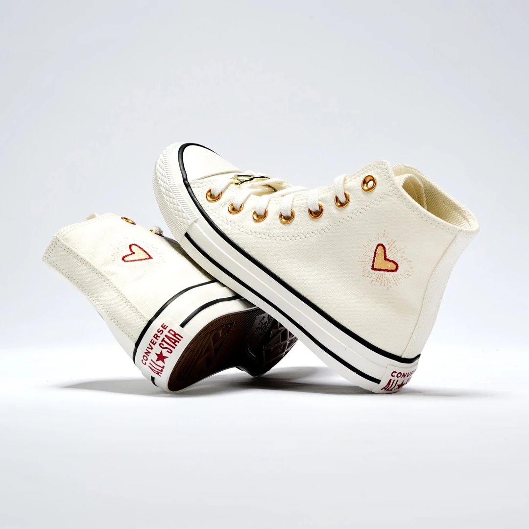 Valentine Canvas High Top Sneakers Ivory Gold - Gallery Image 5 - Detailed View