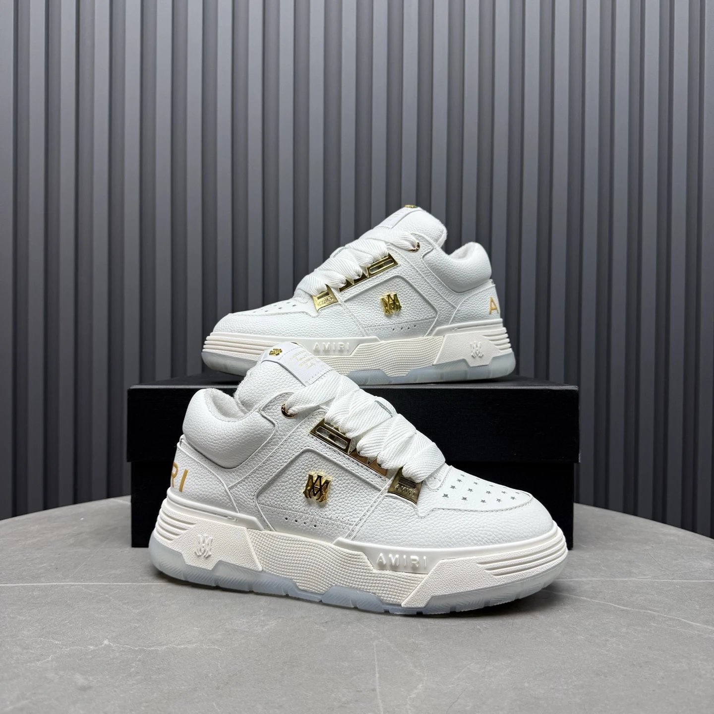 Low Top Leather Skate Shoes Gold Accent Ivory - Gallery Image 7 - Detailed View