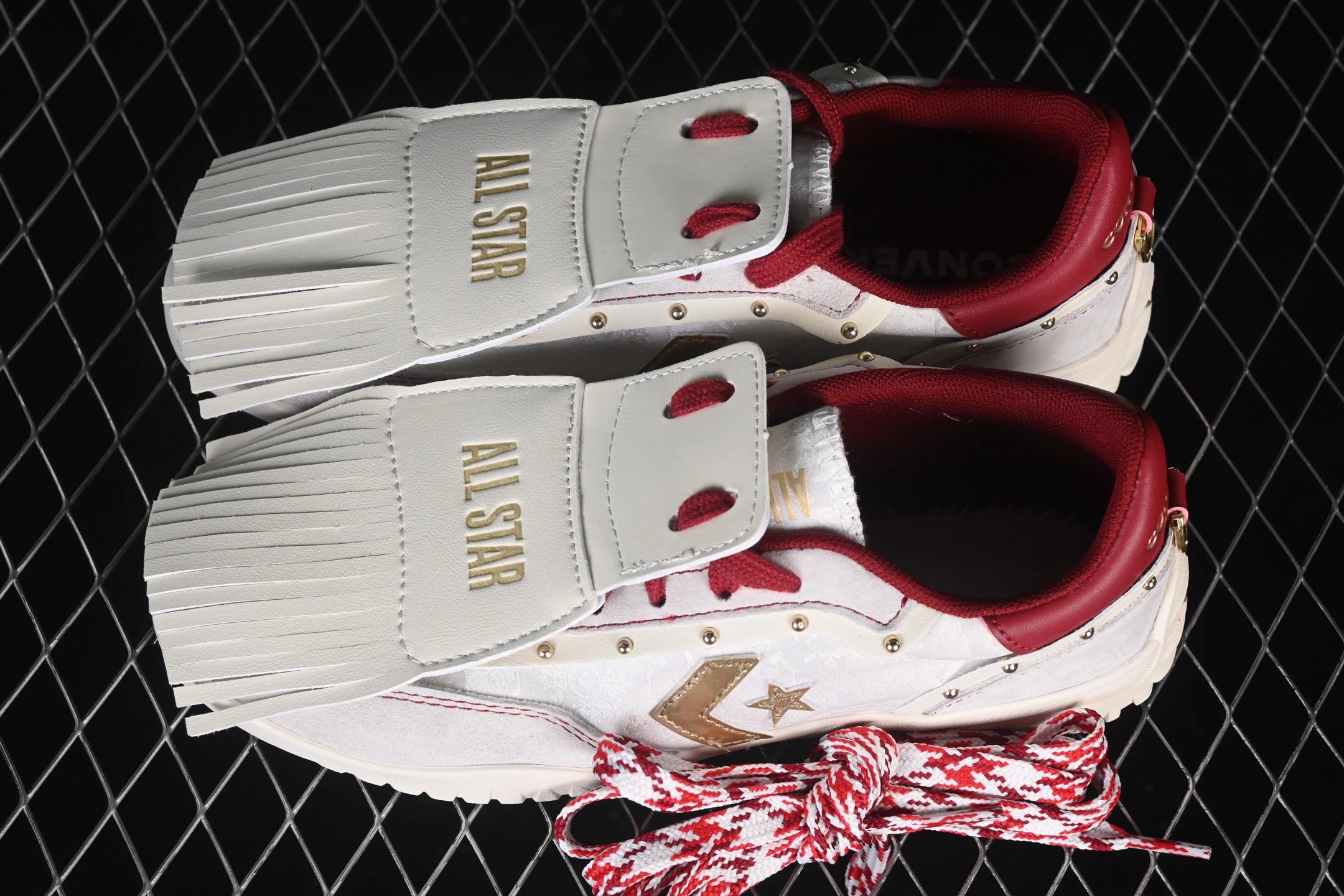 Year of the Horse Leather Low Top Sneakers Ivory Red - Gallery Image 5 - Detailed View