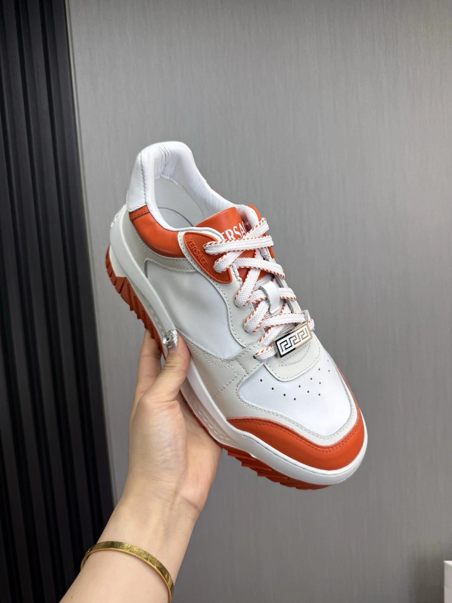 Luxury Leather Sneakers Burnt Orange - Gallery Image 7 - Detailed View