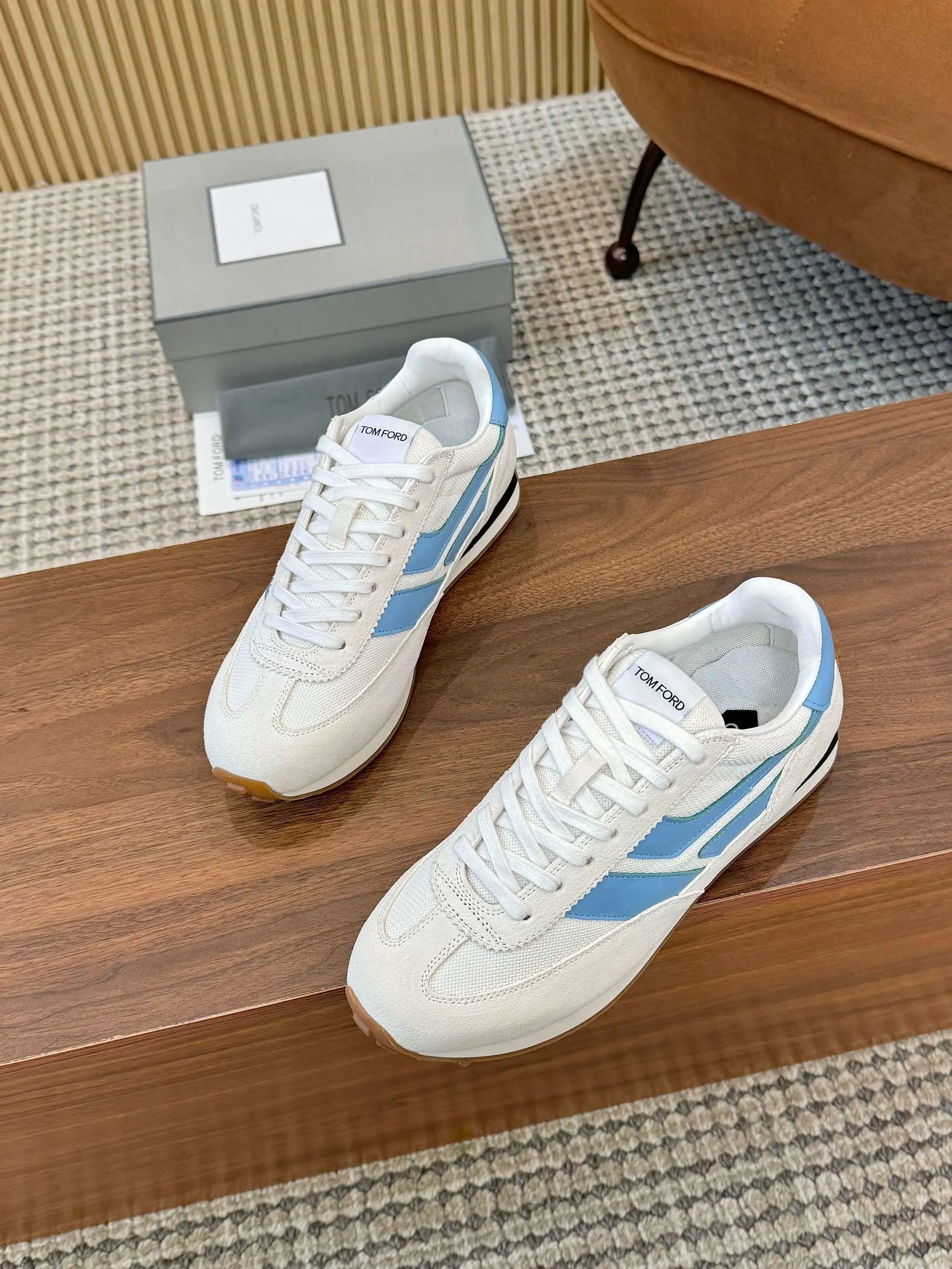 Retro Suede Mesh Sneakers Powder Blue - Gallery Image 5 - Detailed View