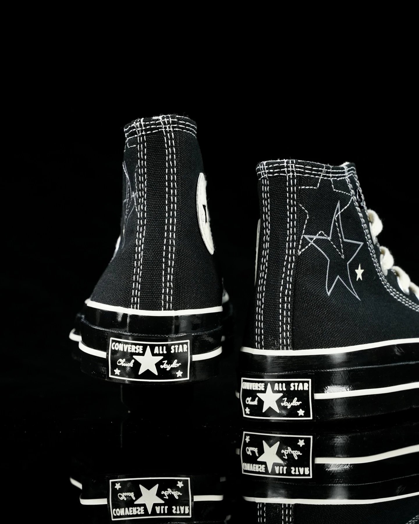 High Top Canvas Sneakers Star Stitch Jet Black - Gallery Image 8 - Detailed View