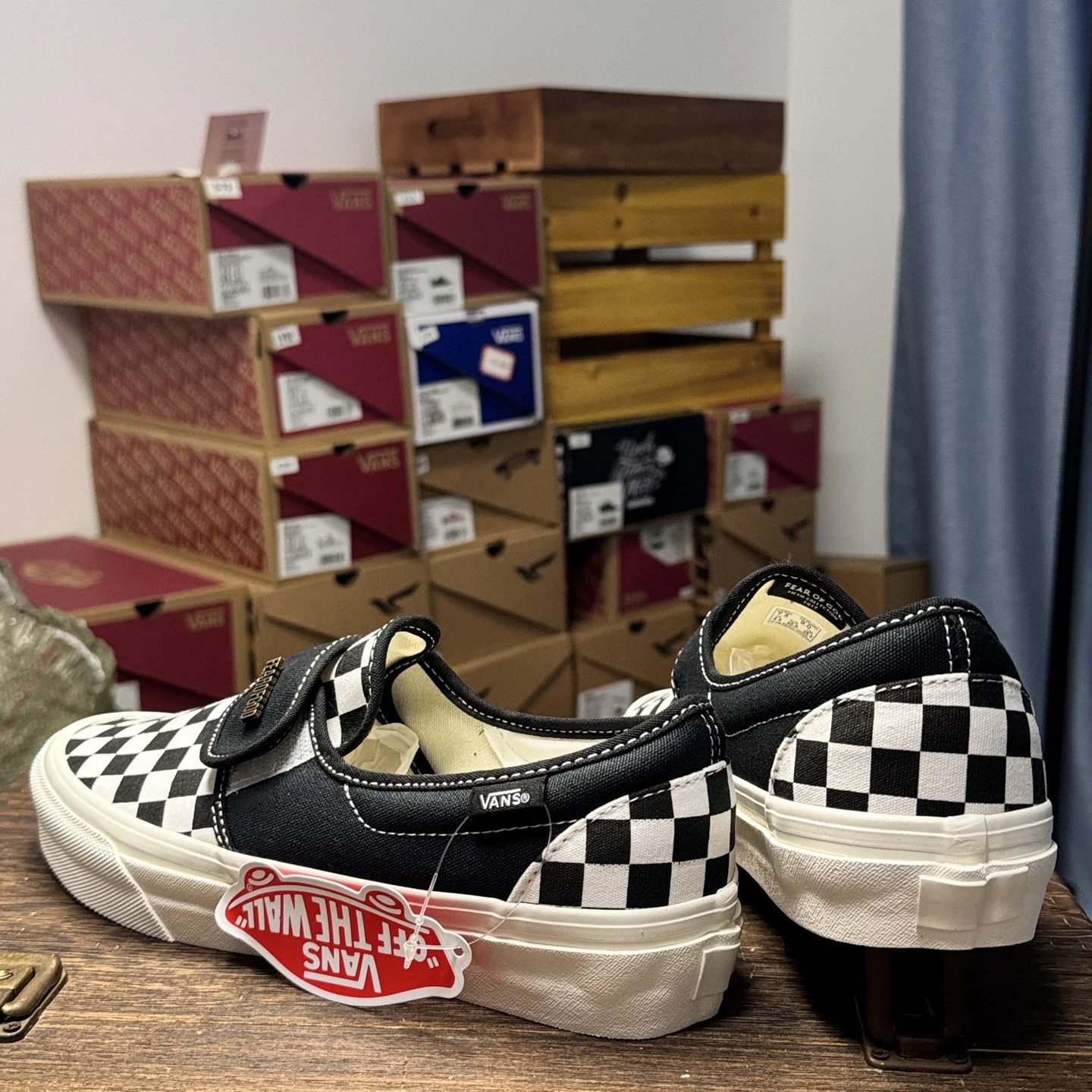 Slip On Skate Shoes Suede Checkered Ivory - Gallery Image 3 - Detailed View