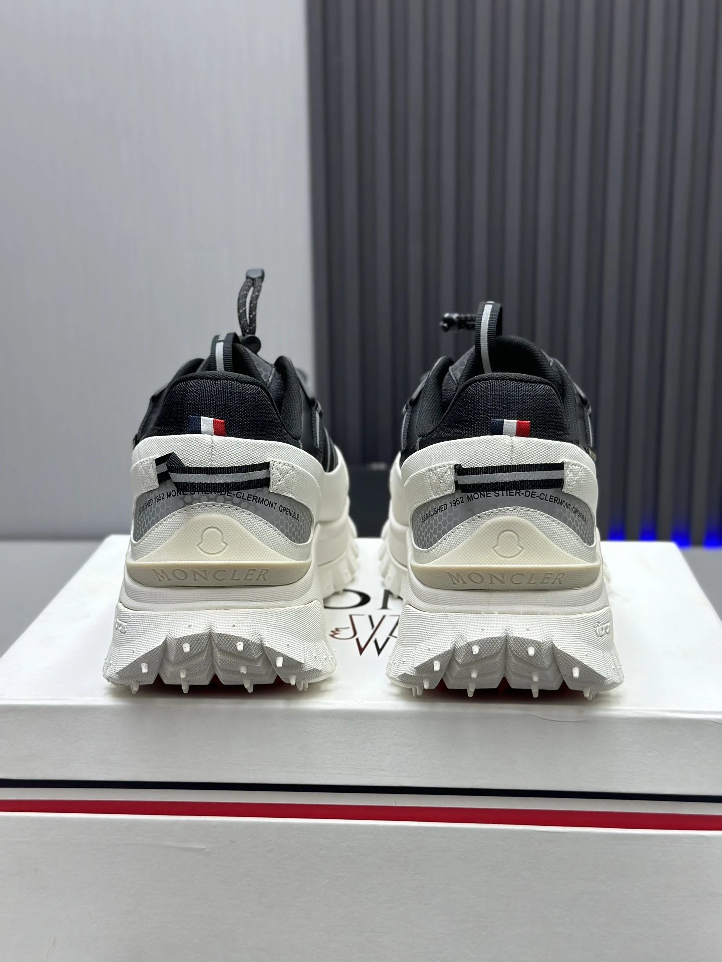 Moncler Trailgrip GTX Black Sneakers White Stripes - Gallery Image 8 - Detailed View
