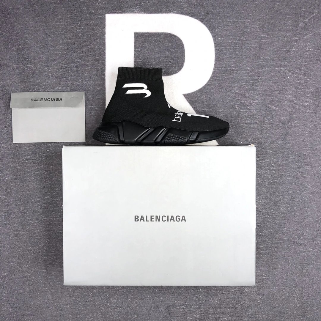 Unisex Speed Sock Sneakers Breathable Knit Black - Gallery Image 1 - Detailed View