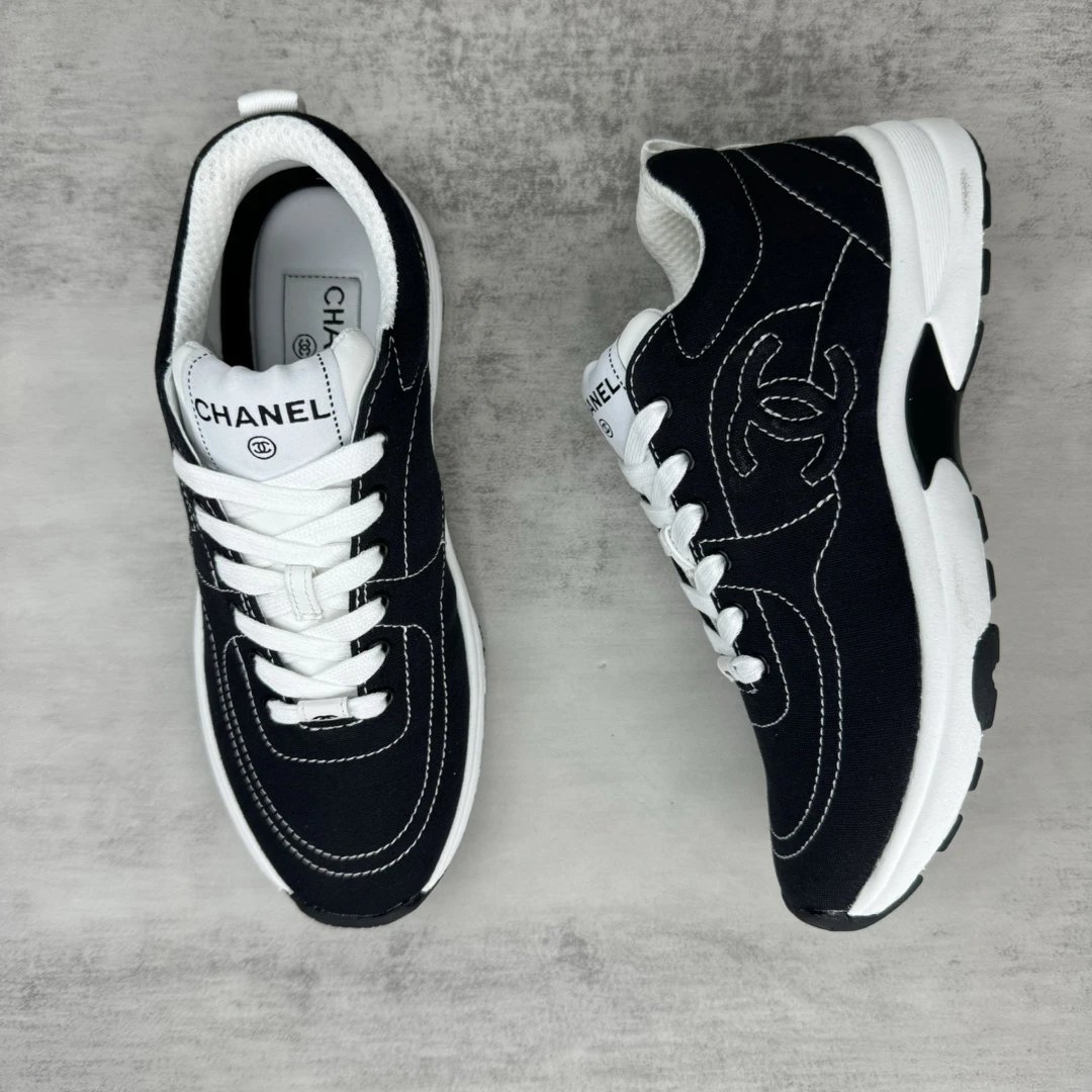 Luxury Leather Panda Sneakers Women Black Ivory - Gallery Image 3 - Detailed View