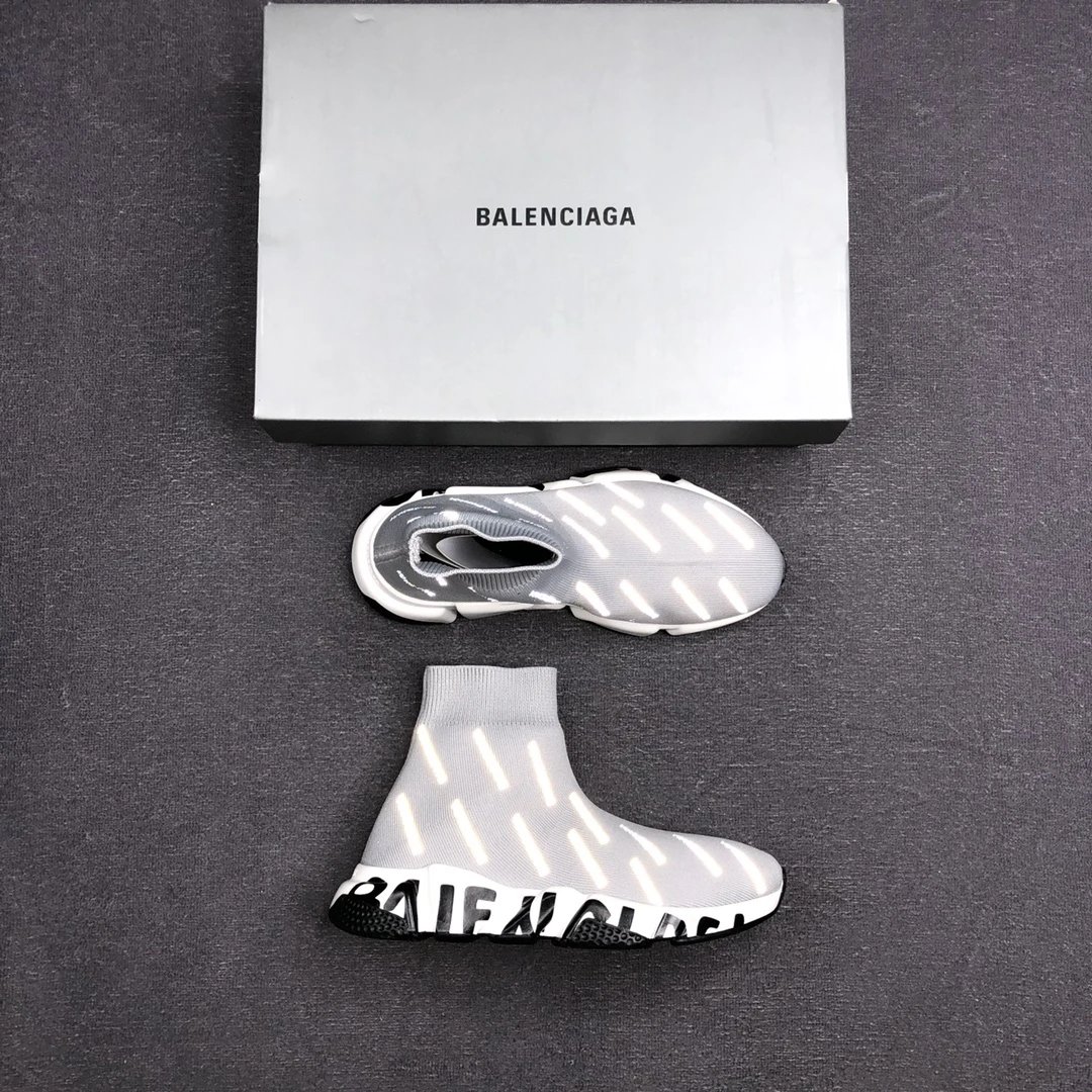 Speed Sock Sneakers Knit High Top Reflective Silver - Gallery Image 3 - Detailed View