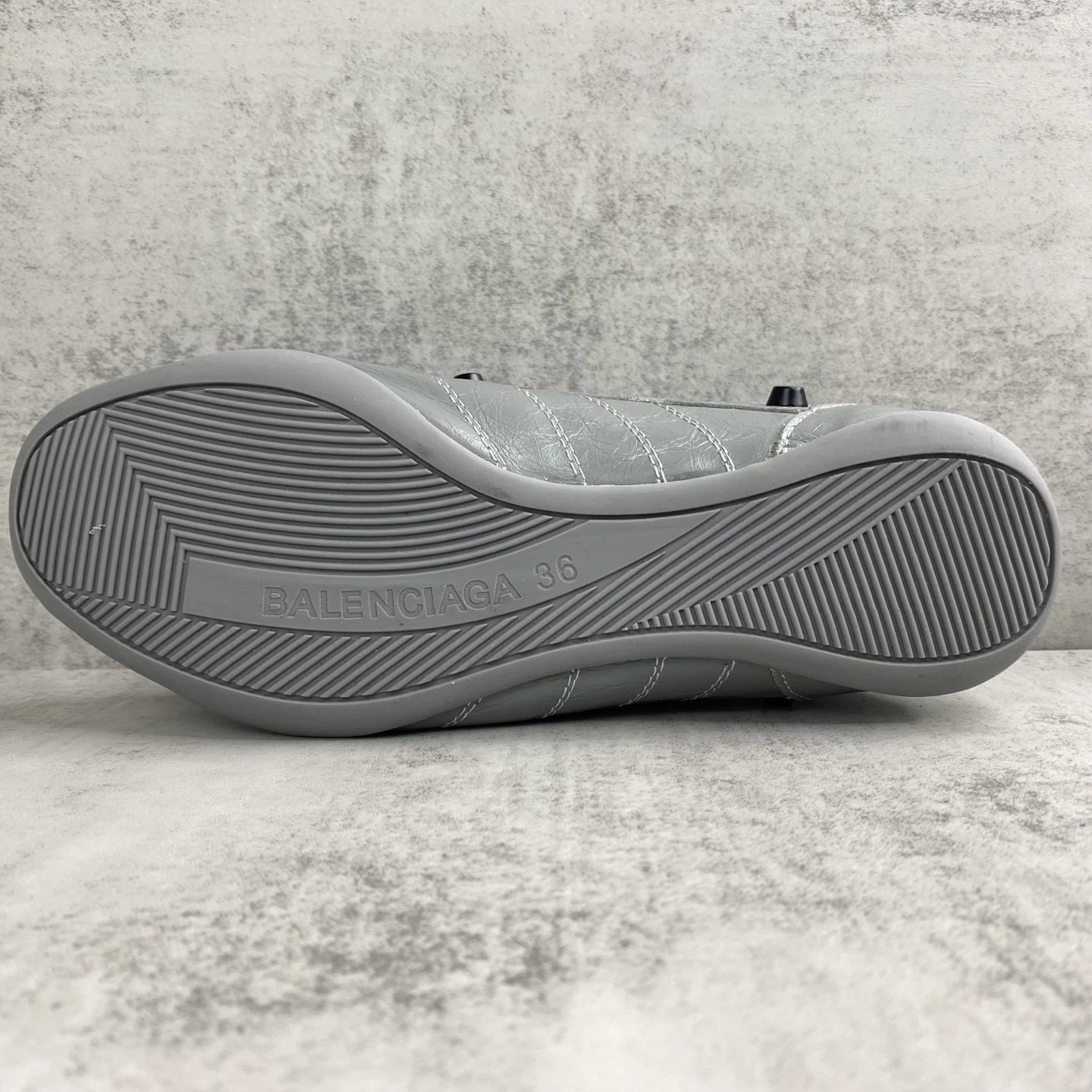 Punk Leather Lace-Up Sneakers with Studs Steel Gray - Gallery Image 8 - Detailed View