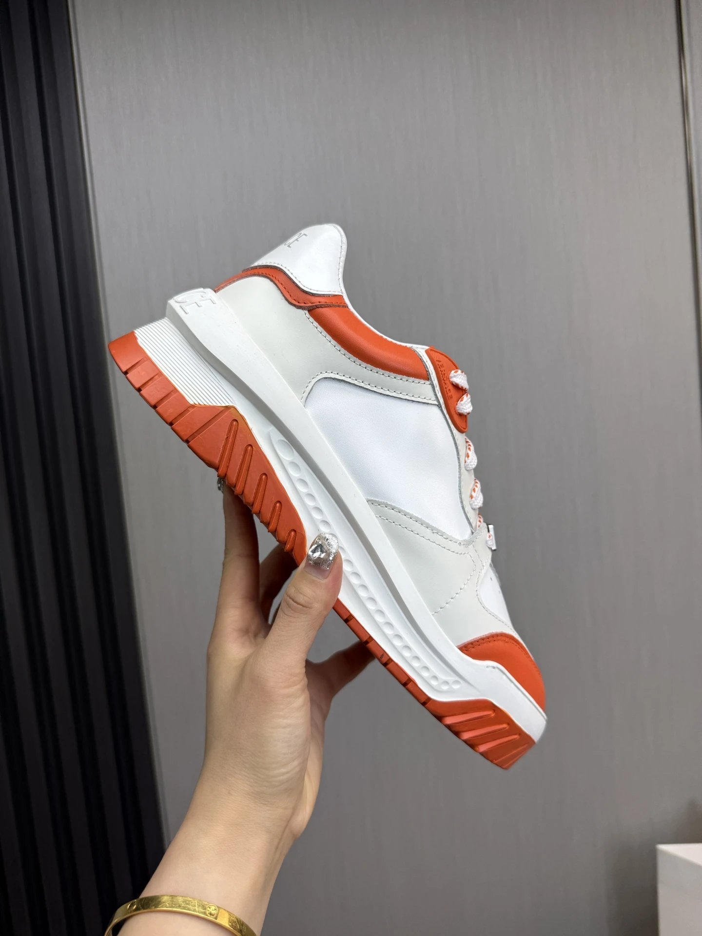 Luxury Leather Sneakers Burnt Orange - Gallery Image 4 - Detailed View
