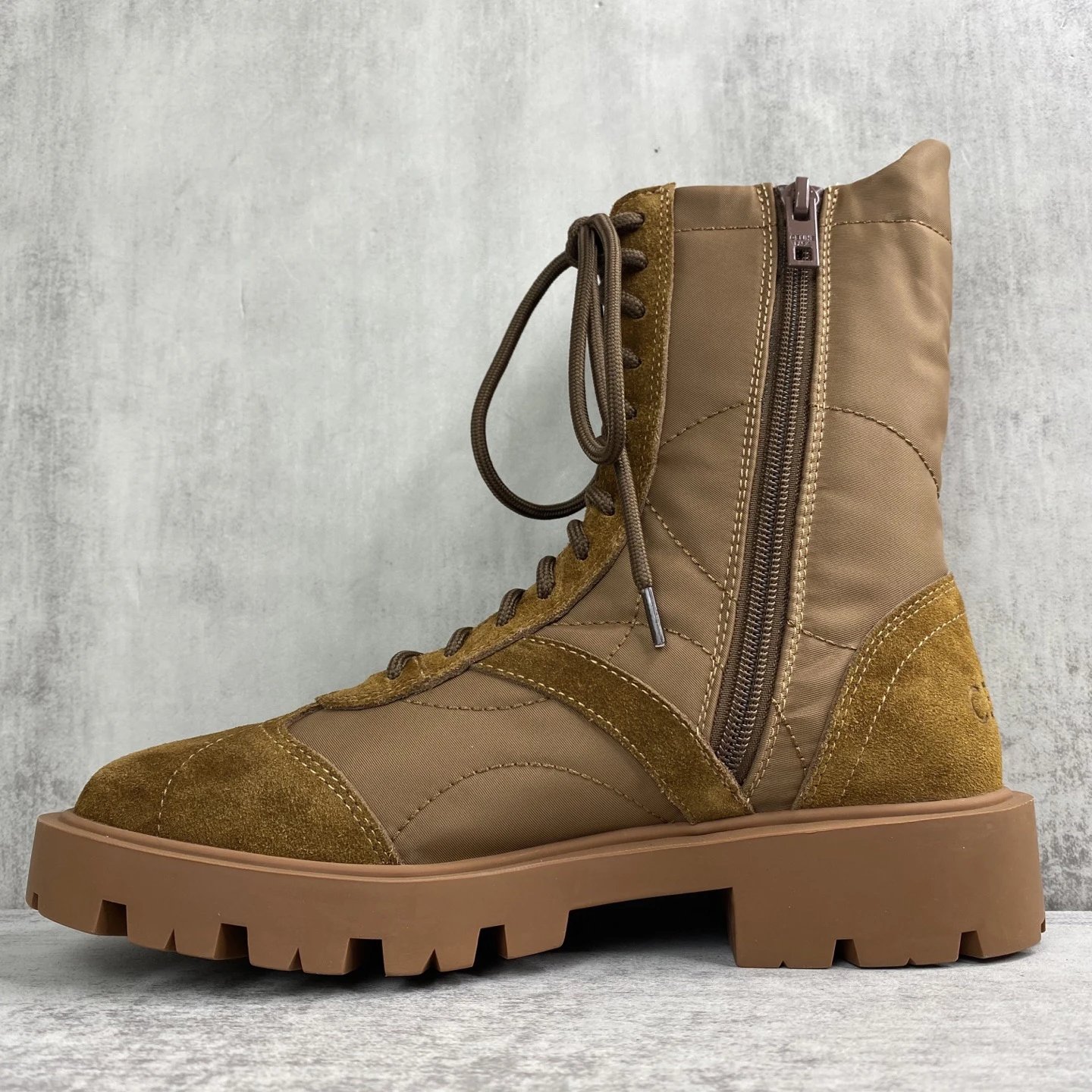 Vintage Calfskin Combat Boots with Arch Logo in Caramel - Gallery Image 7 - Detailed View