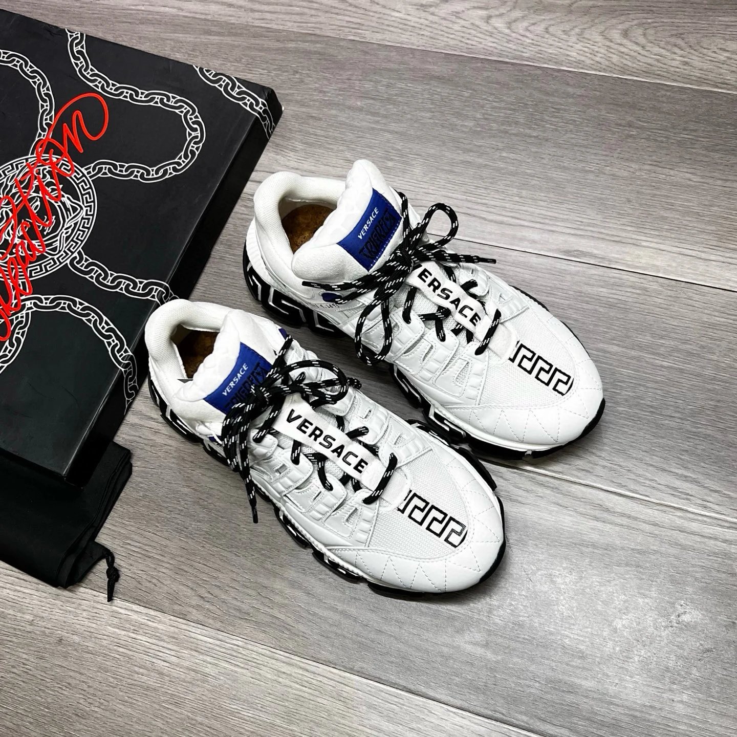 Luxury Leather Mesh Sneakers Ivory White - Gallery Image 2 - Detailed View