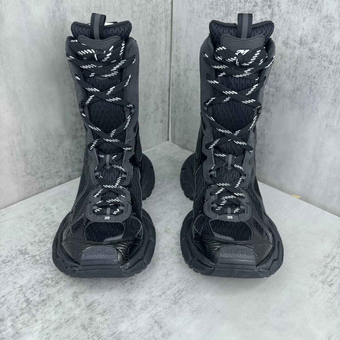 Retro Mesh High Top Dad Sneakers Charcoal Black - Gallery Image 4 - Detailed View