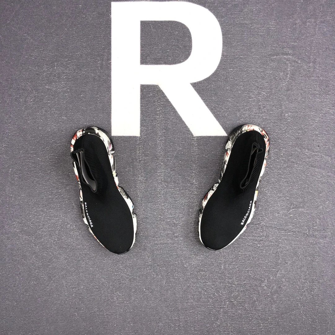 Speed Sock Sneakers Knit Breathable TPU Sole Black Multi - Gallery Image 4 - Detailed View