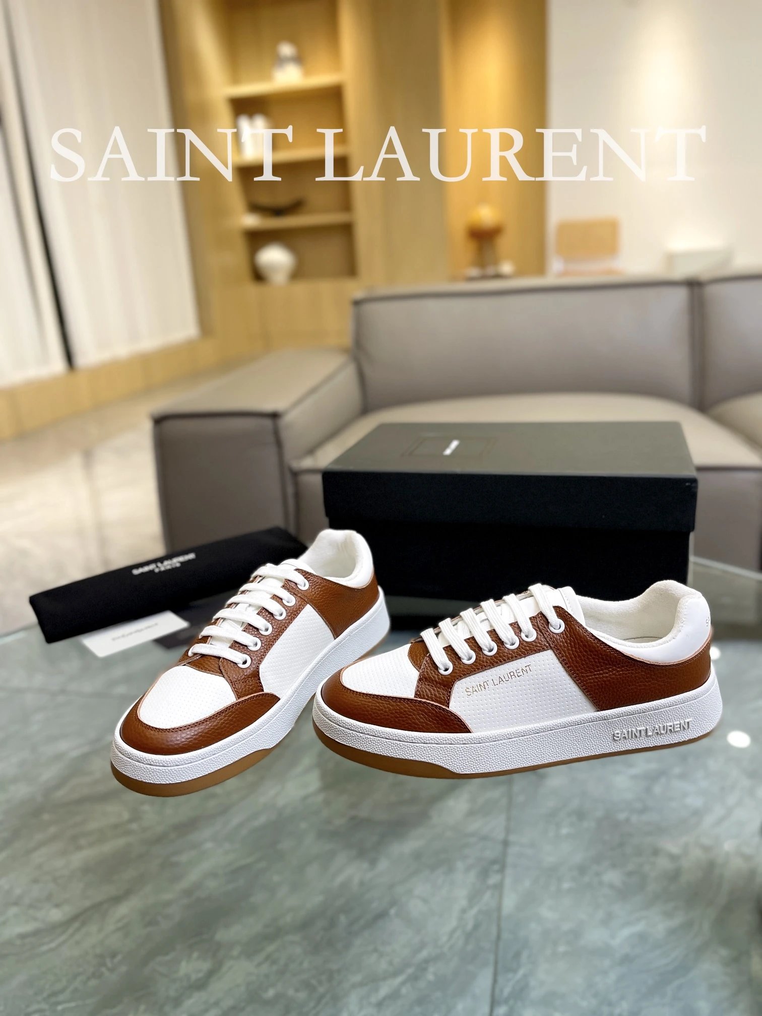 Saint Laurent Leather Shoes Brown - Gallery Image 3 - Detailed View