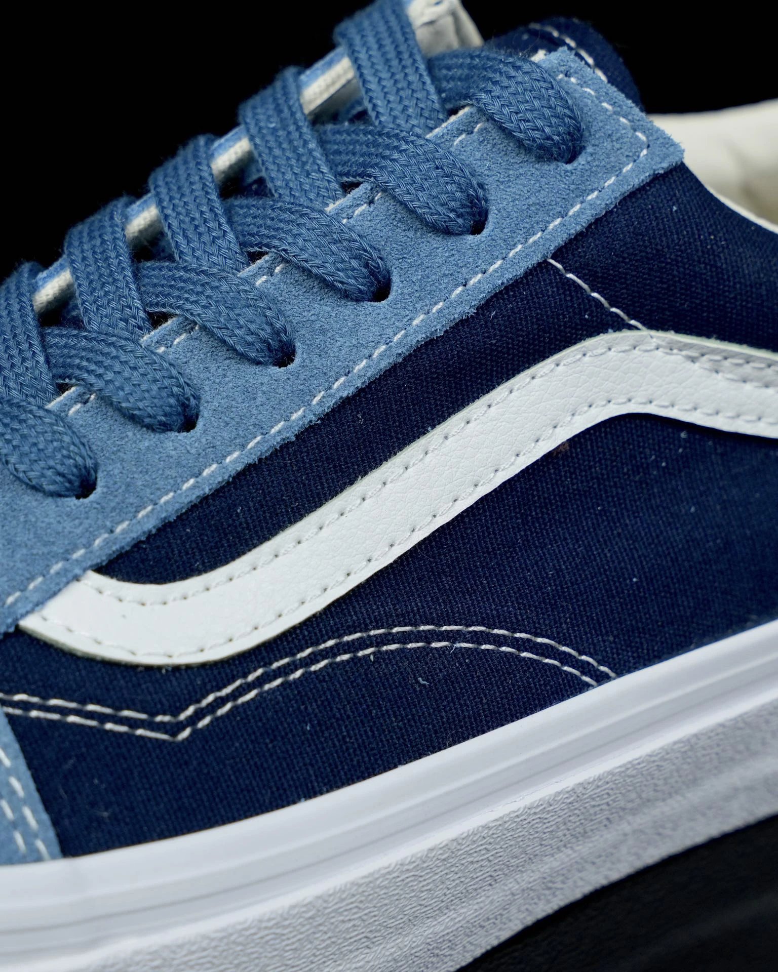 Suede Canvas Skate Sneakers Navy Blue - Gallery Image 4 - Detailed View