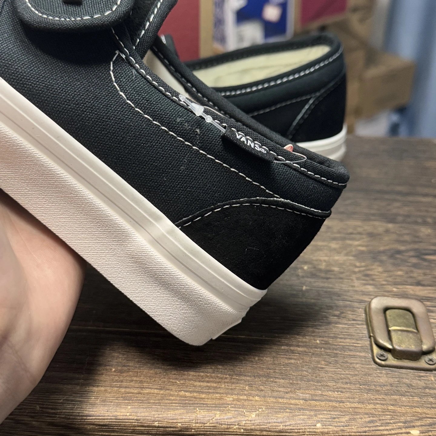 Suede Slip On Sneakers Jet Black - Gallery Image 6 - Detailed View