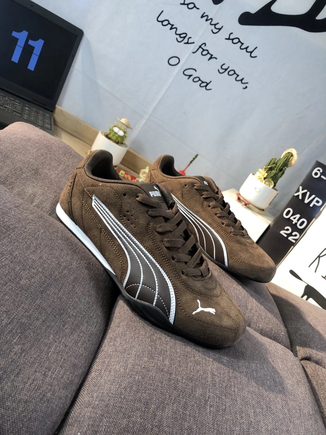 Puma Racing Sneakers Brown White - Gallery Image 3 - Detailed View