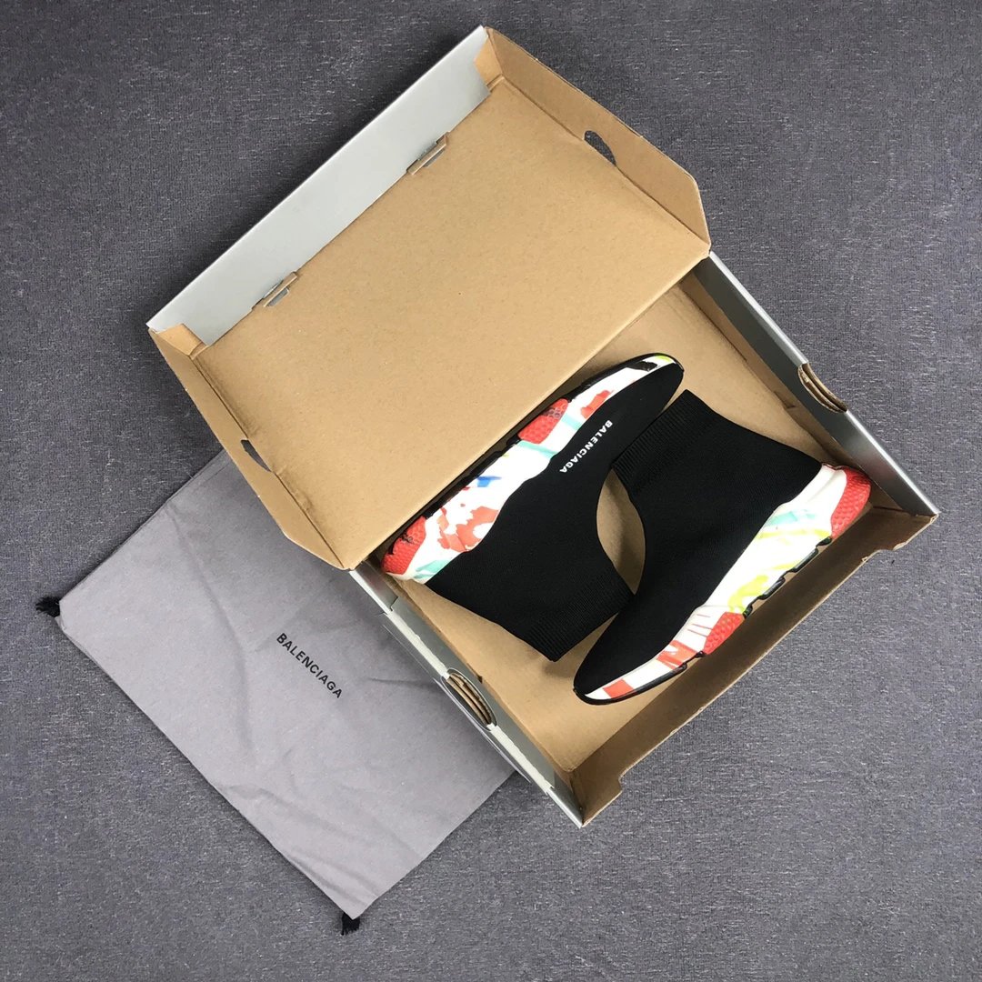 Speed Trainer Sock Sneakers Knit Breathable Sole Multicolor - Gallery Image 2 - Detailed View